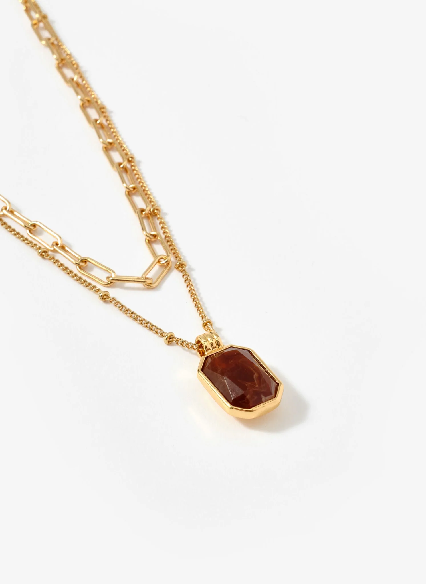 Gold Tone Layered Stone Necklace - Image 5
