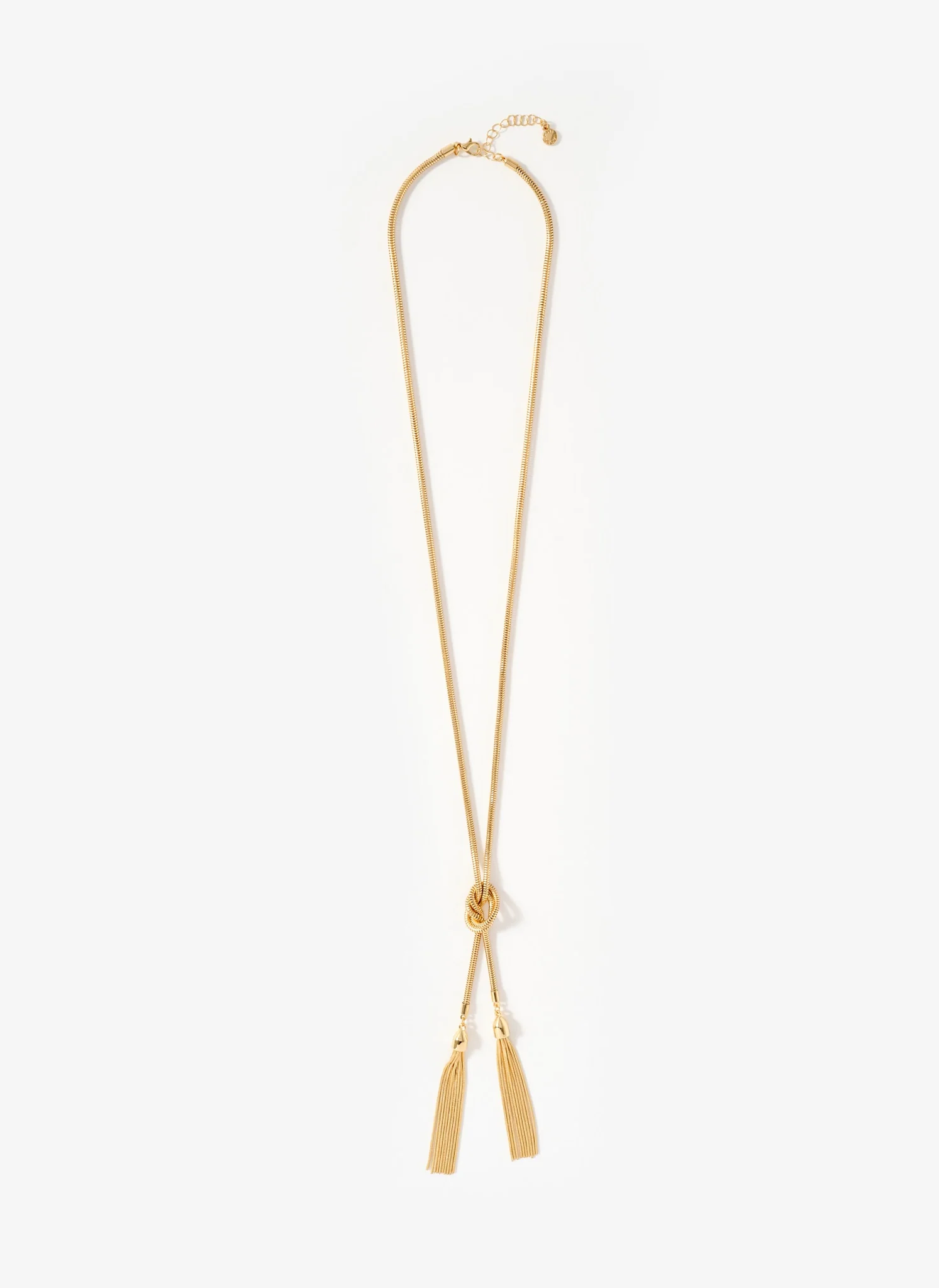 Gold Tone Double Tassel Necklace - Image 2