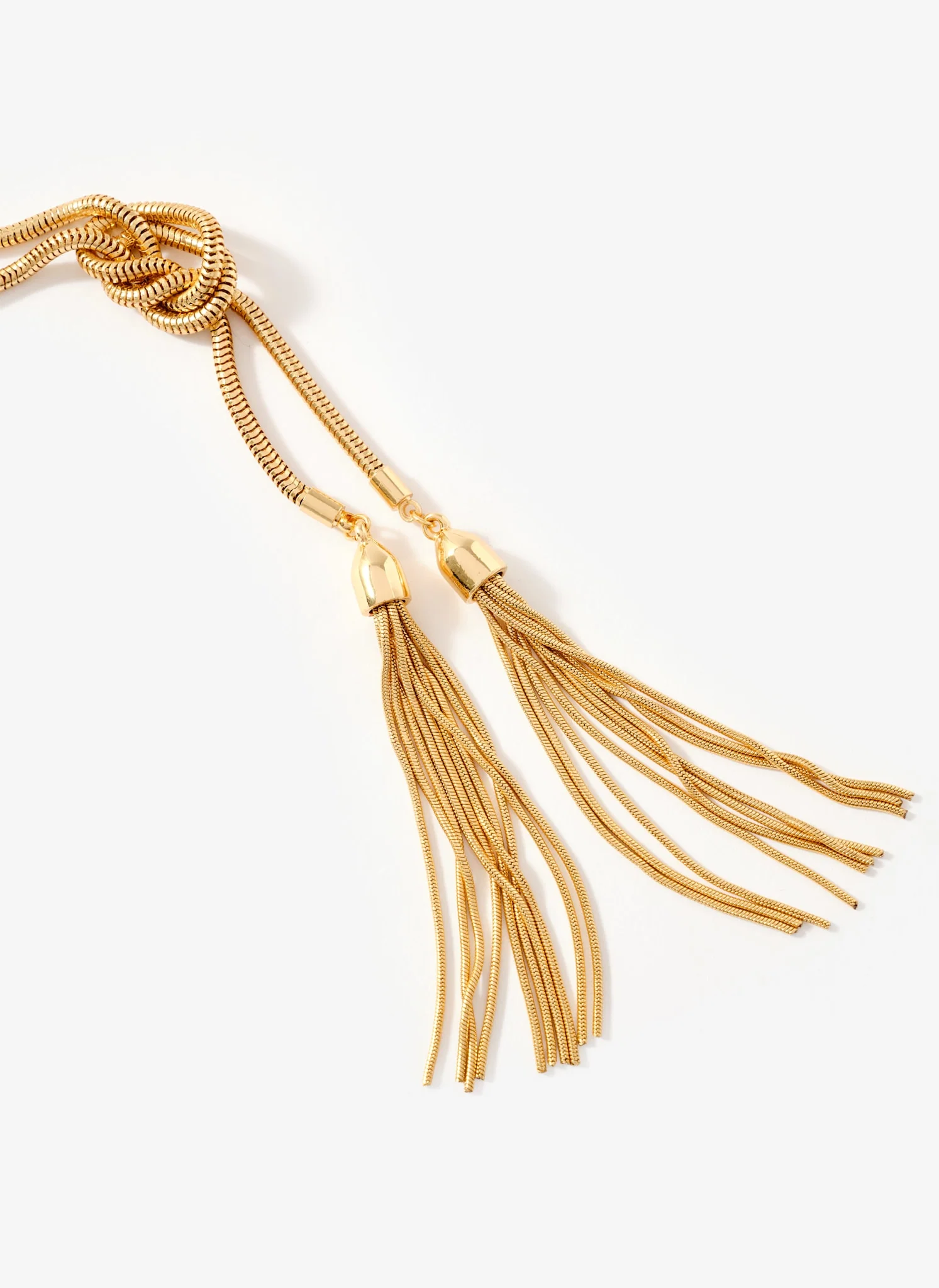 Gold Tone Double Tassel Necklace - Image 3