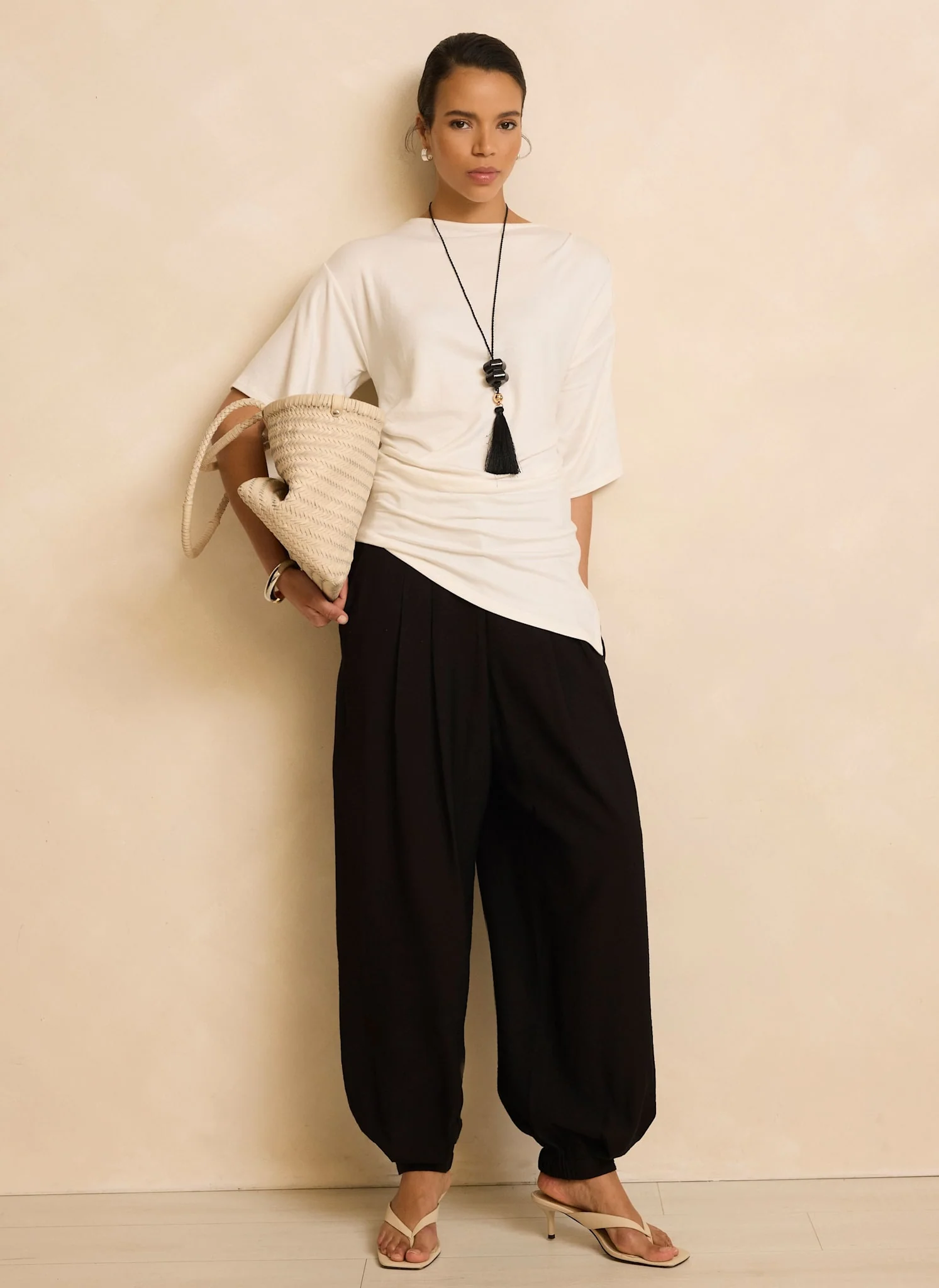 White Draped Asymmetric Top - Image 5