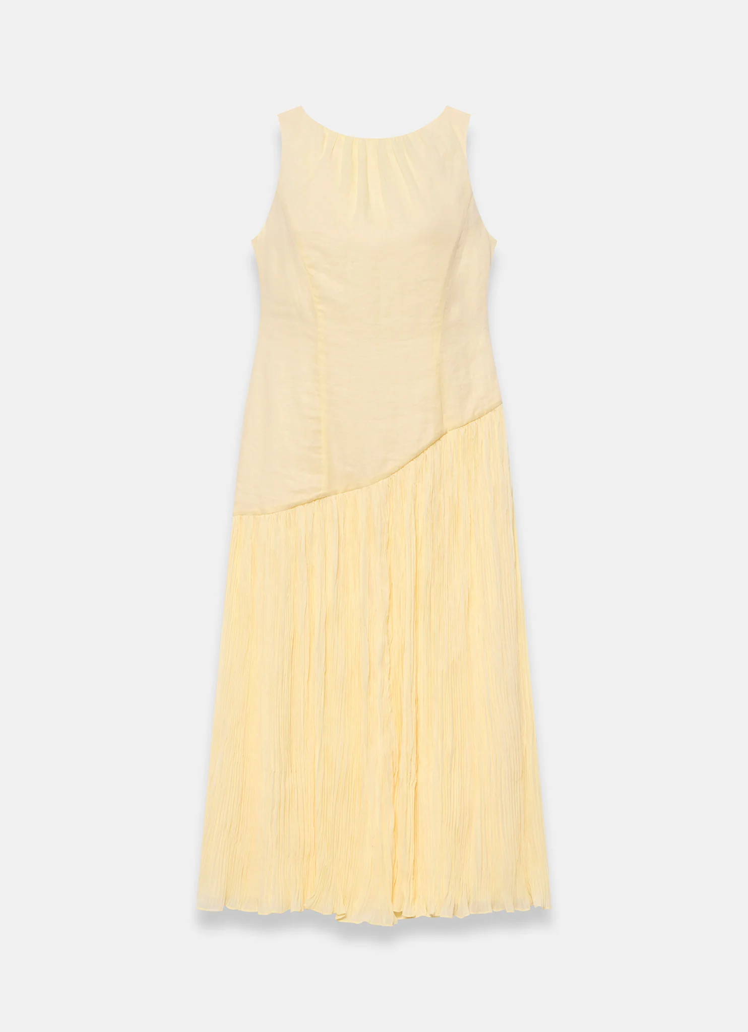 Yellow Crinkle Drop Waist Midi Dress - Image 7