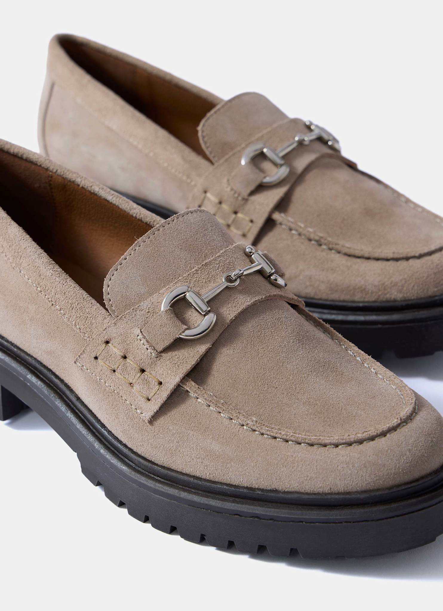 Emery Neutral Suede Chunky Loafers - Image 3