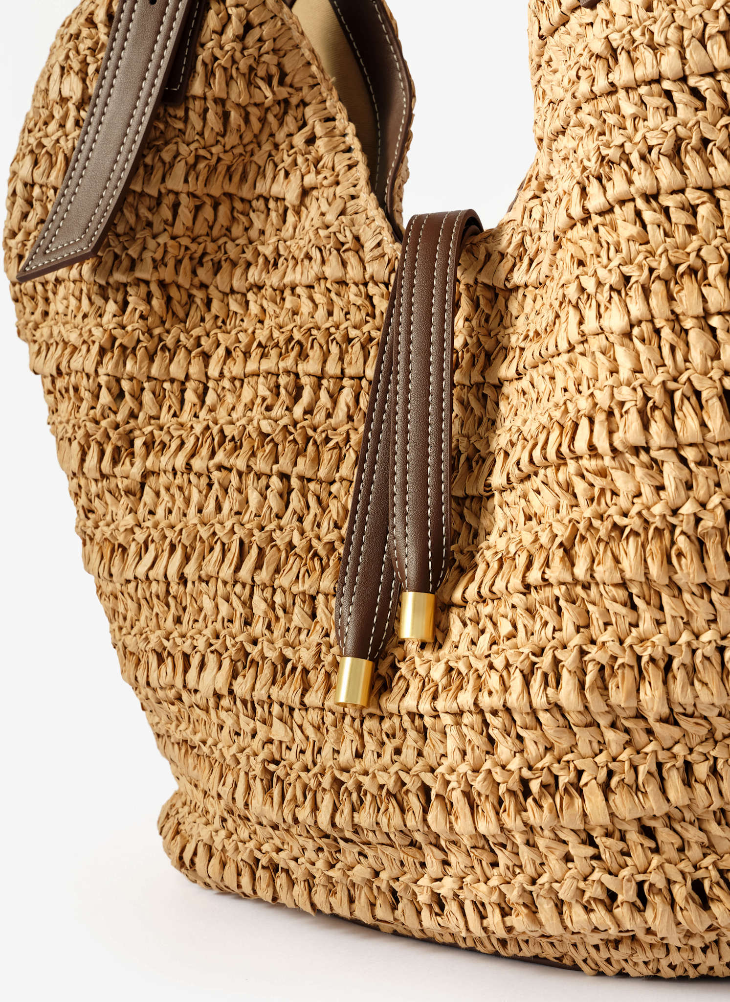 Esme Neutral Woven Bucket Bag - Image 5