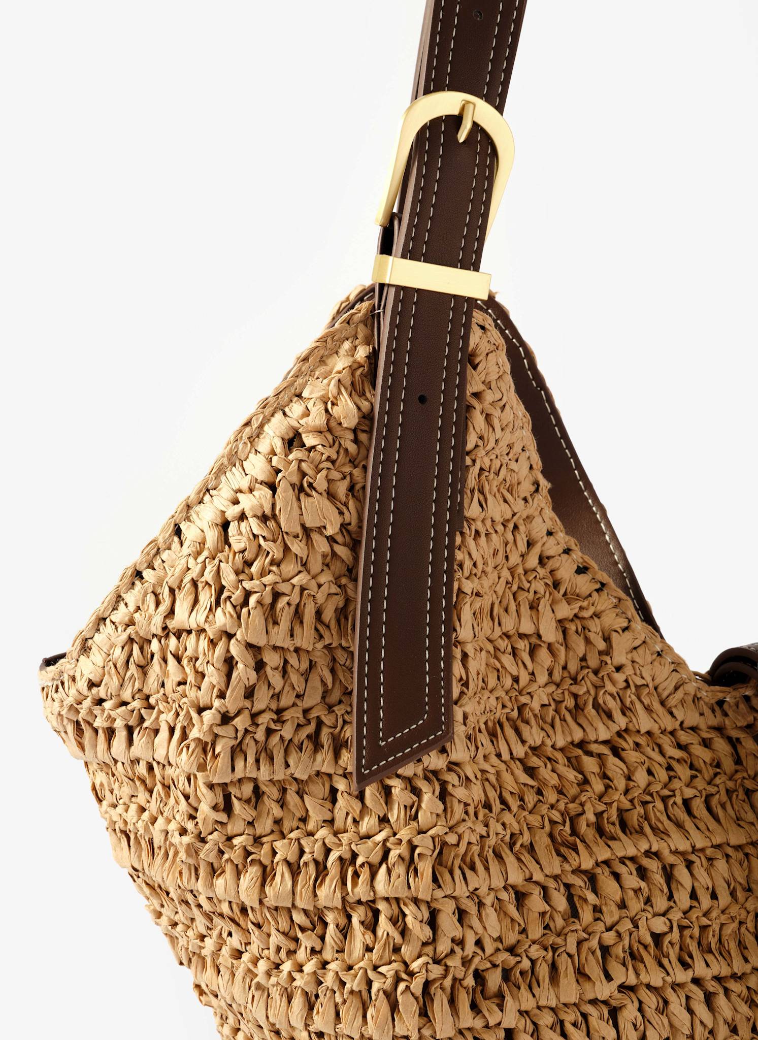 Esme Neutral Woven Bucket Bag - Image 6