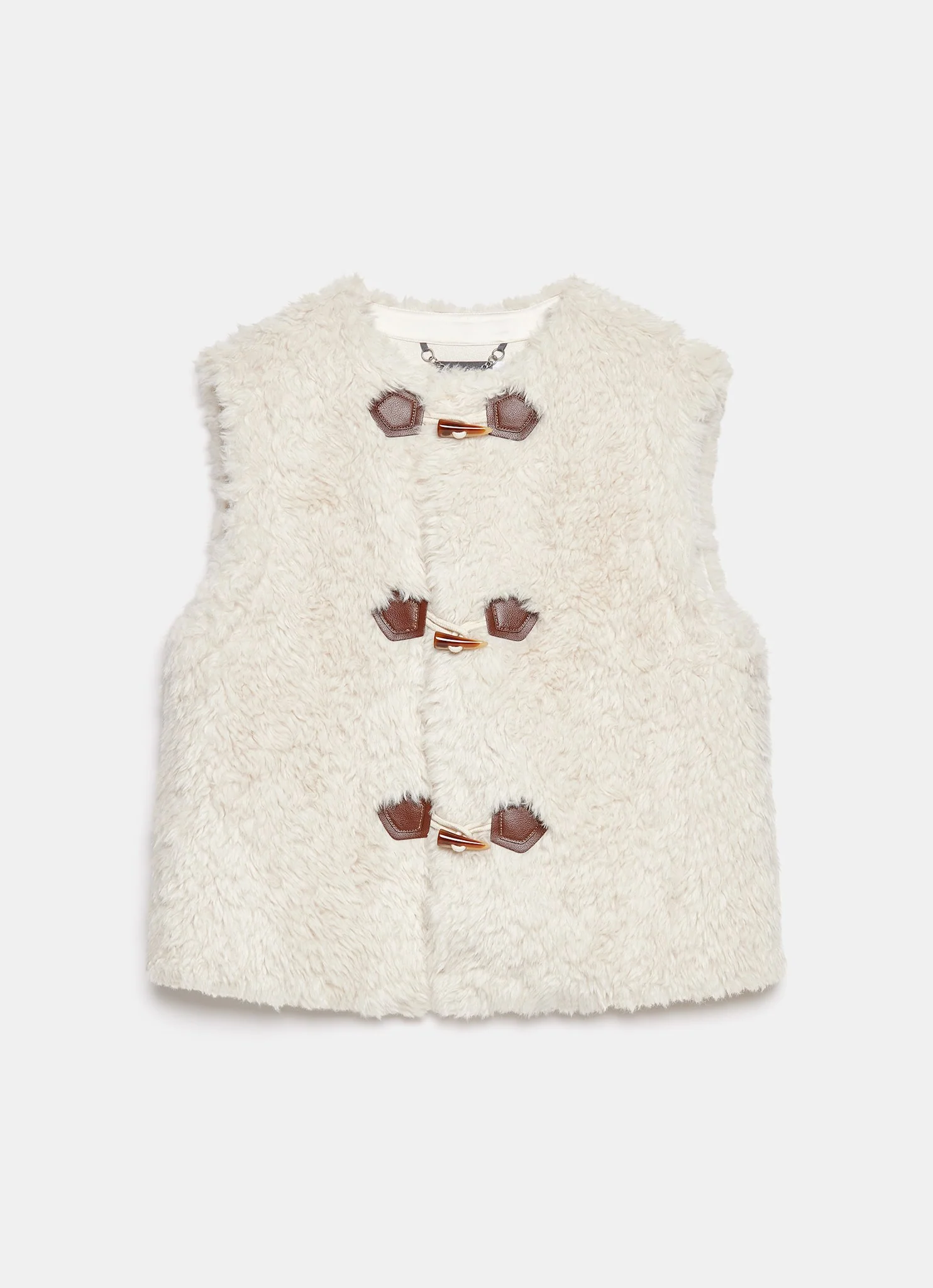 Cream Faux Fur Gilet - Image 6