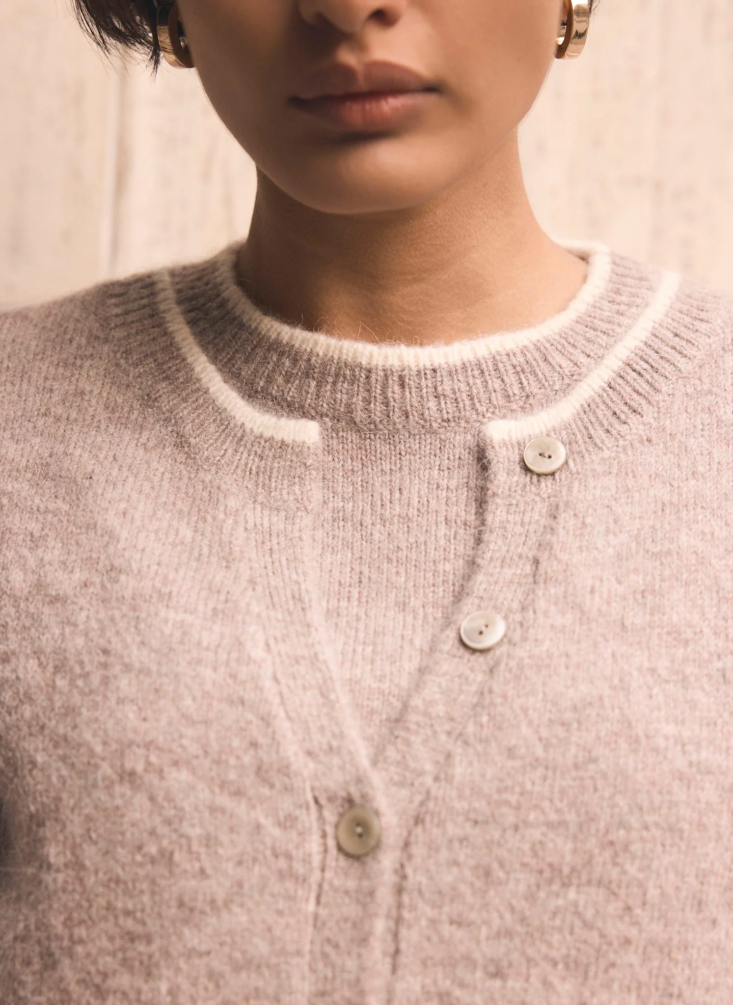 Neutral Double Layer Knit Cardigan - Image 3