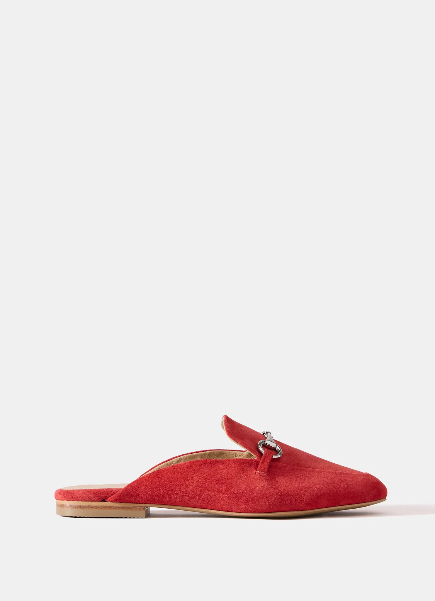 Faye Red Suede Backless Loafers - Image 3