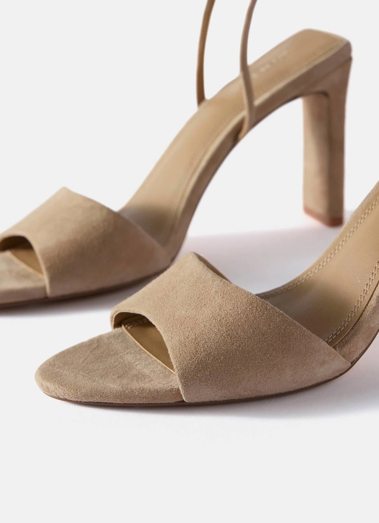 Lou Neutral Suede High Heel Sandals - Image 3