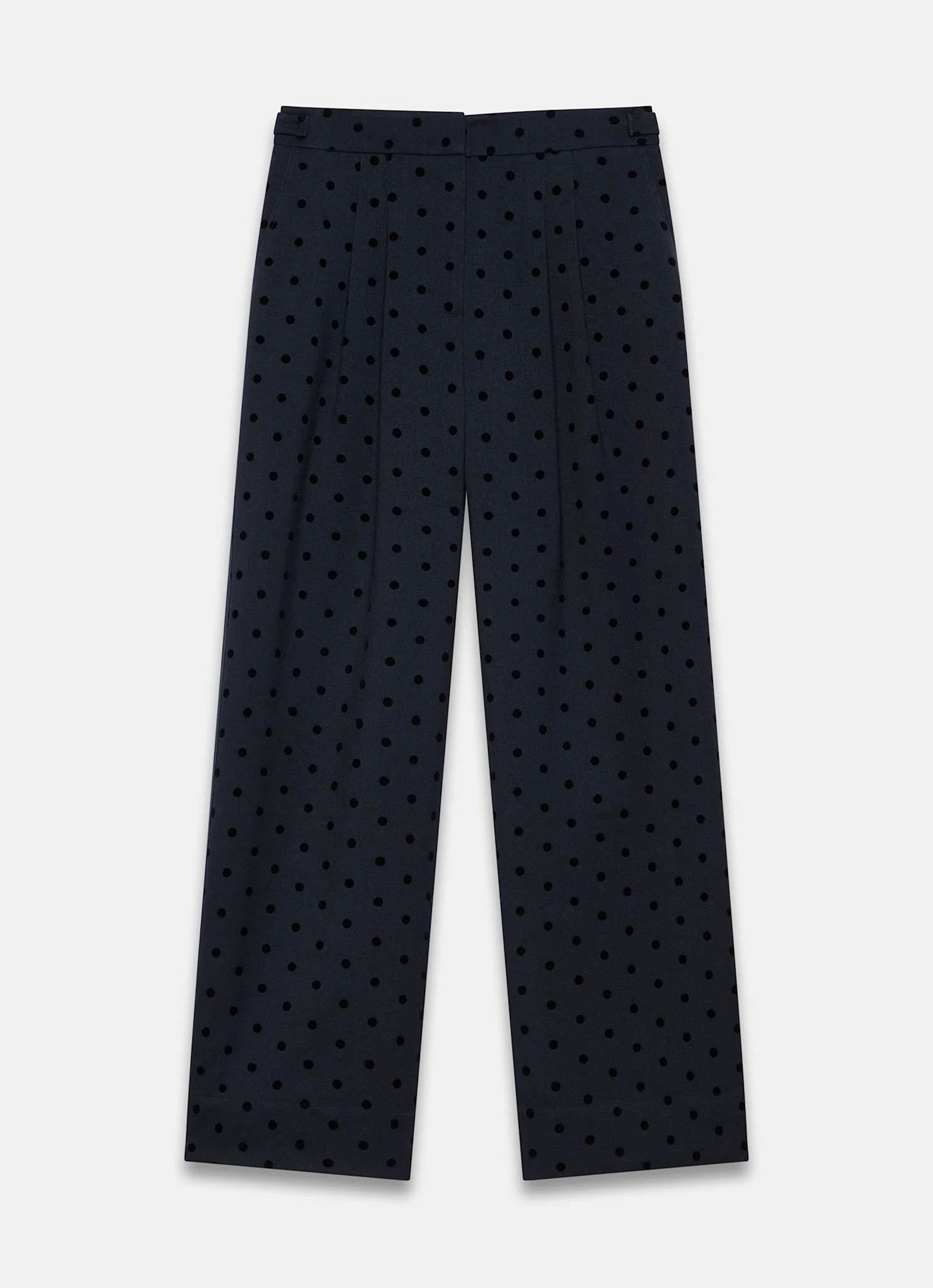 Navy Polka Dot Wide Leg Trousers - Image 6