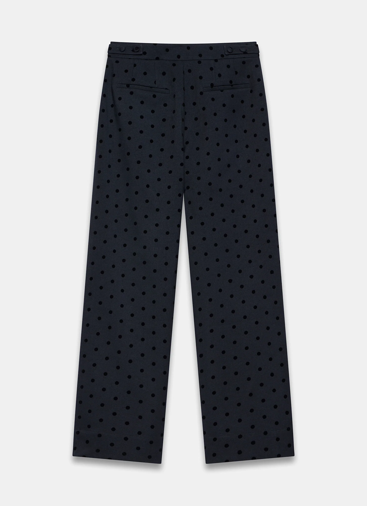 Navy Polka Dot Wide Leg Trousers - Image 7