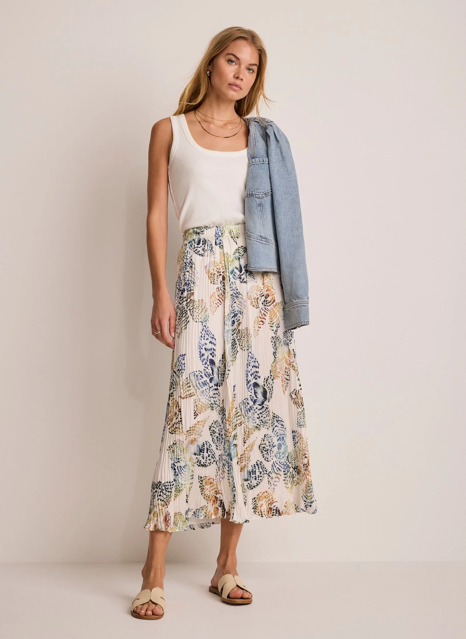 Cream Floral Print Crinkle Maxi Skirt - Image 5