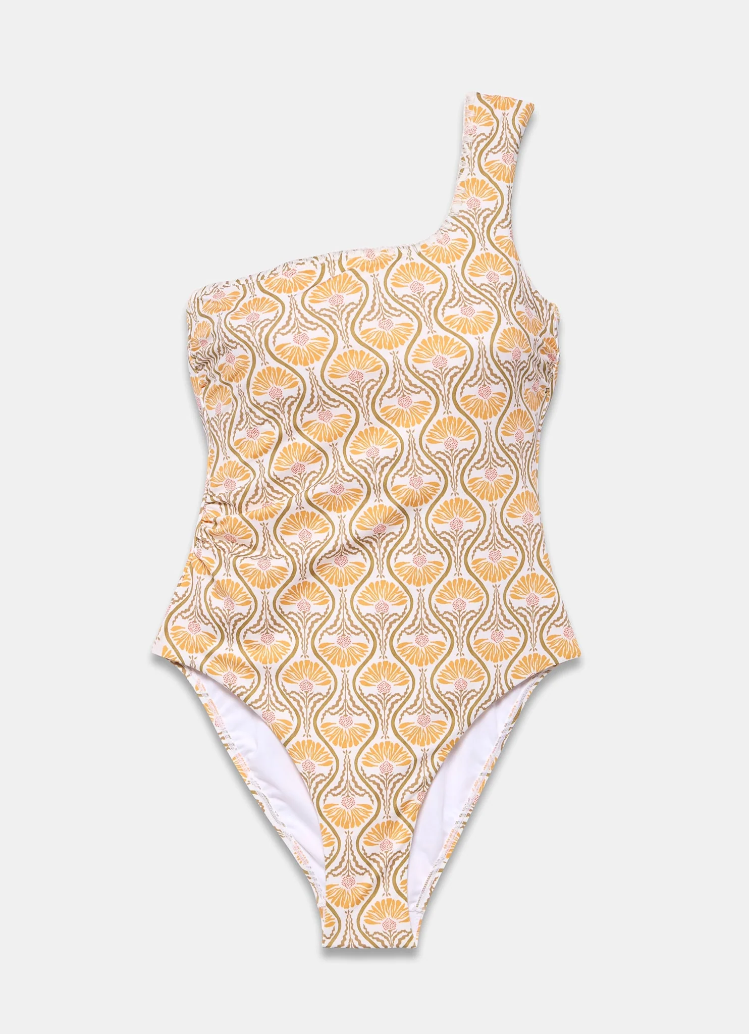 Yellow Floral One Shoulder Swimsuit - Image 7
