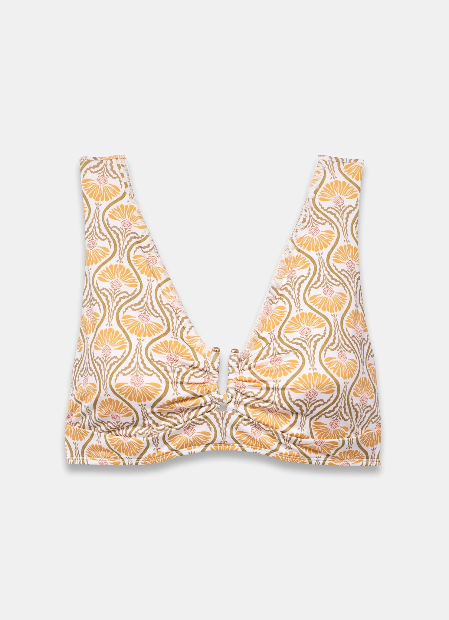 Yellow Floral Print Bikini Top - Image 7