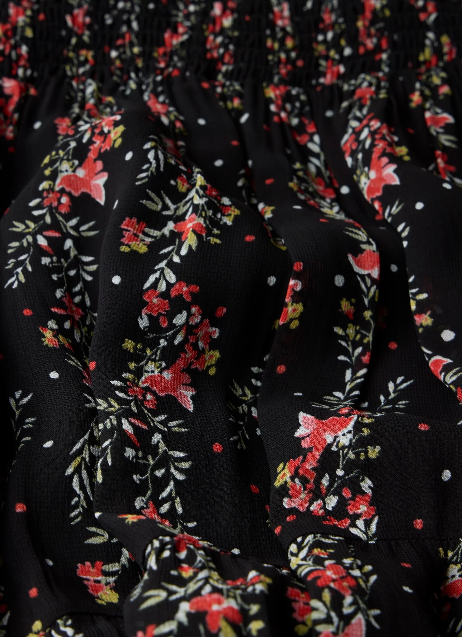 Black Floral Print Shirred Maxi Dress - Image 8