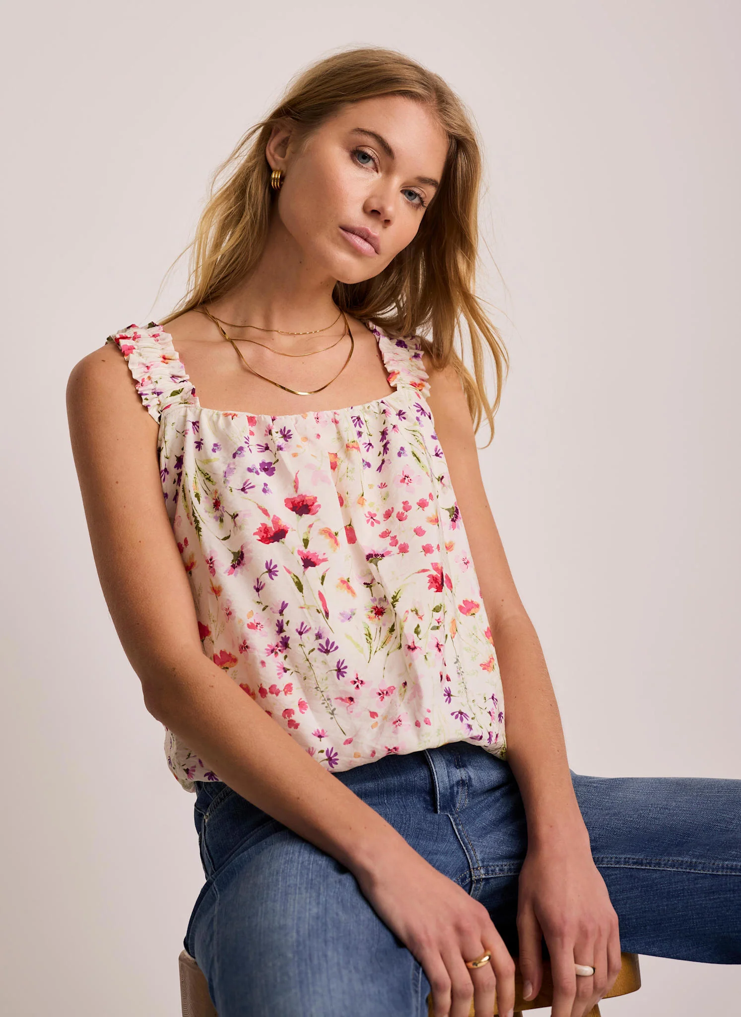 Pink Floral Print Bubble Hem Top - Image 5