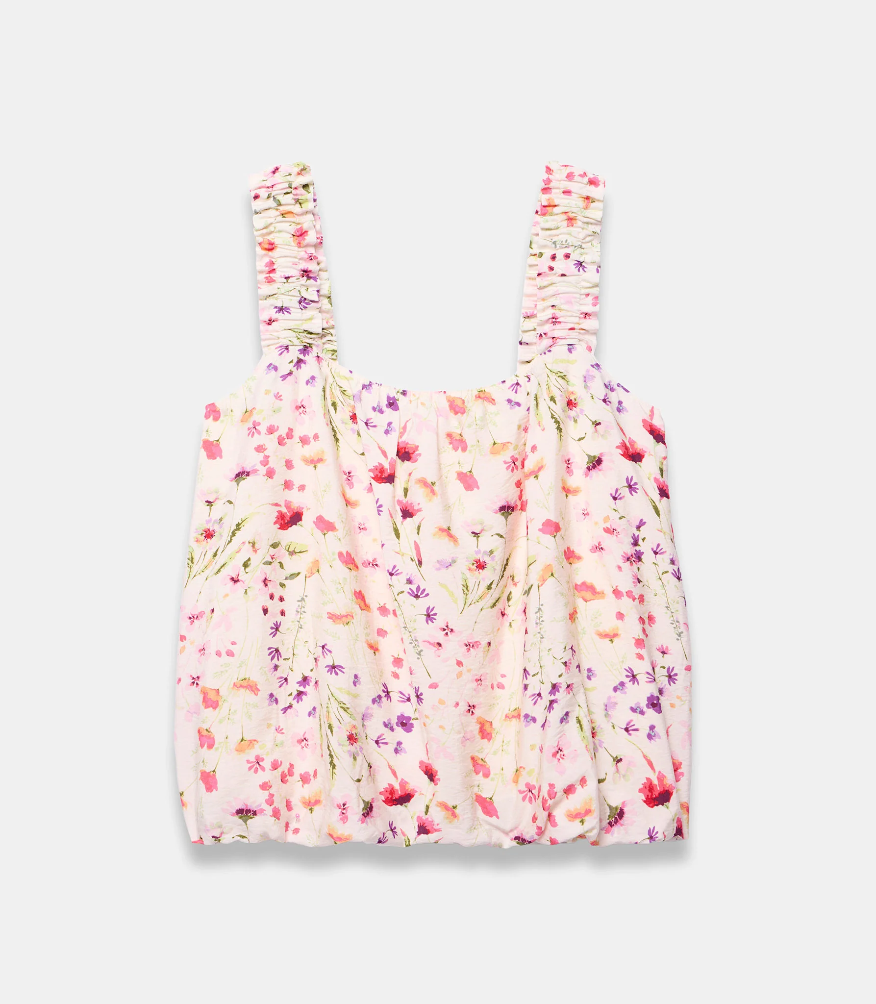 Pink Floral Print Bubble Hem Top - Image 6