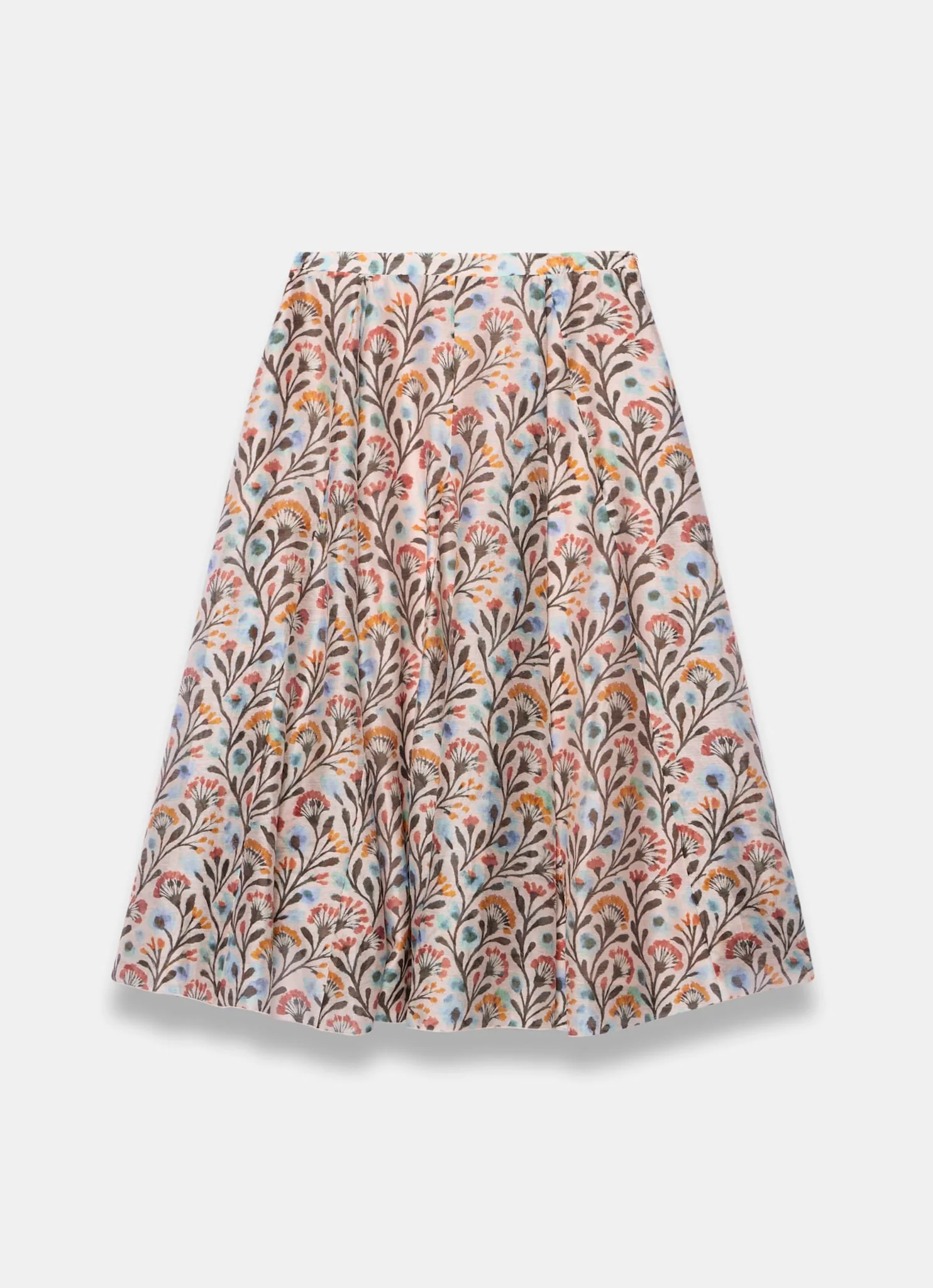 Orange Floral Print Midi Skirt - Image 6