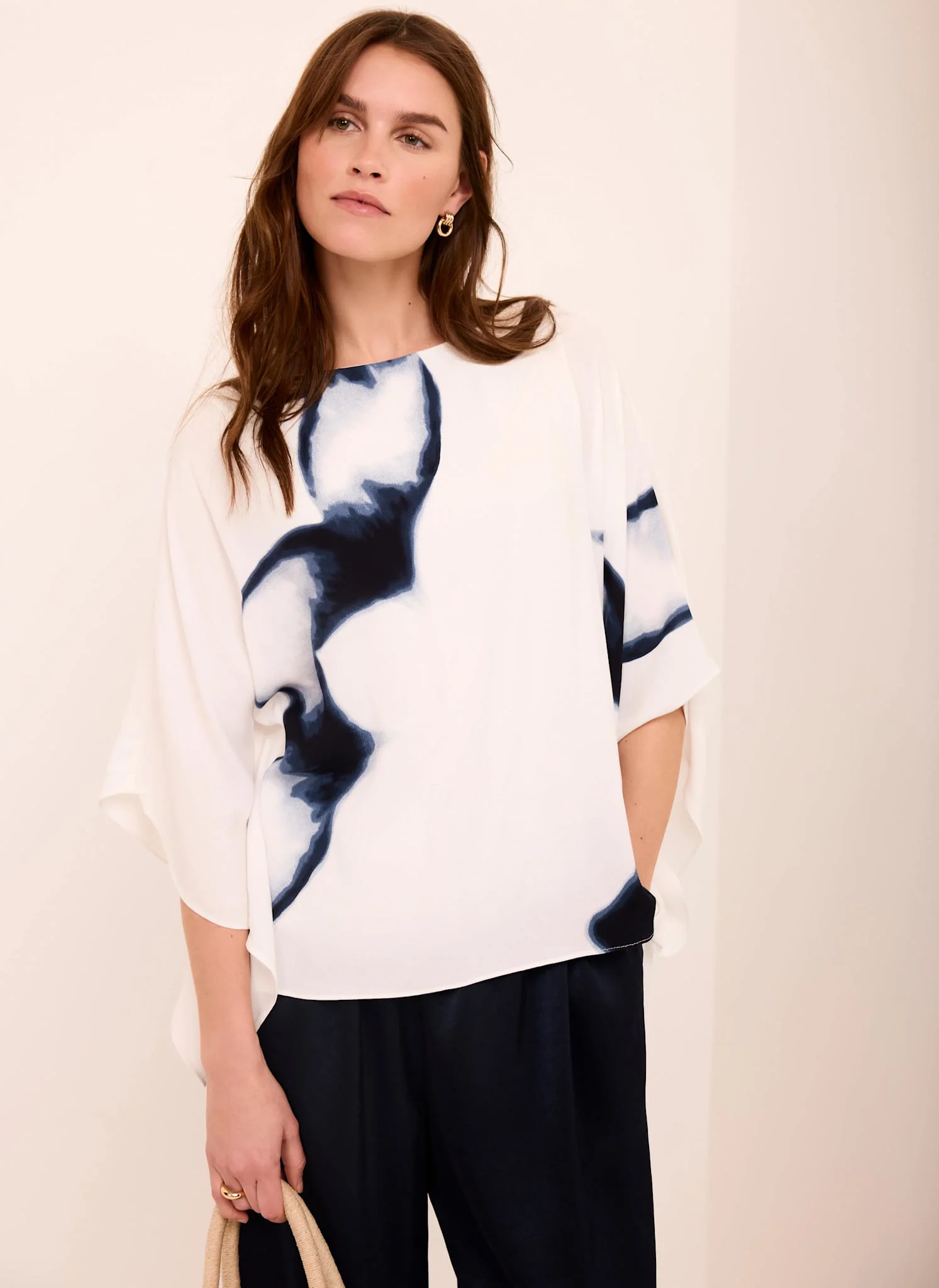 White Print Batwing Top - Image 5