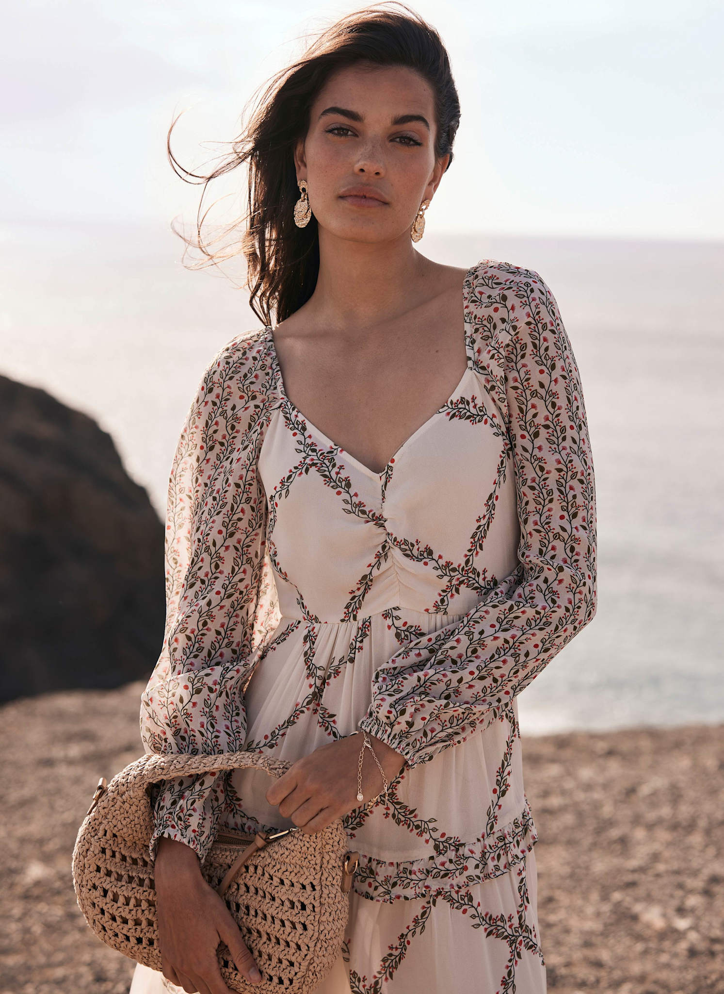 White Floral Print Maxi Dress - Image 2