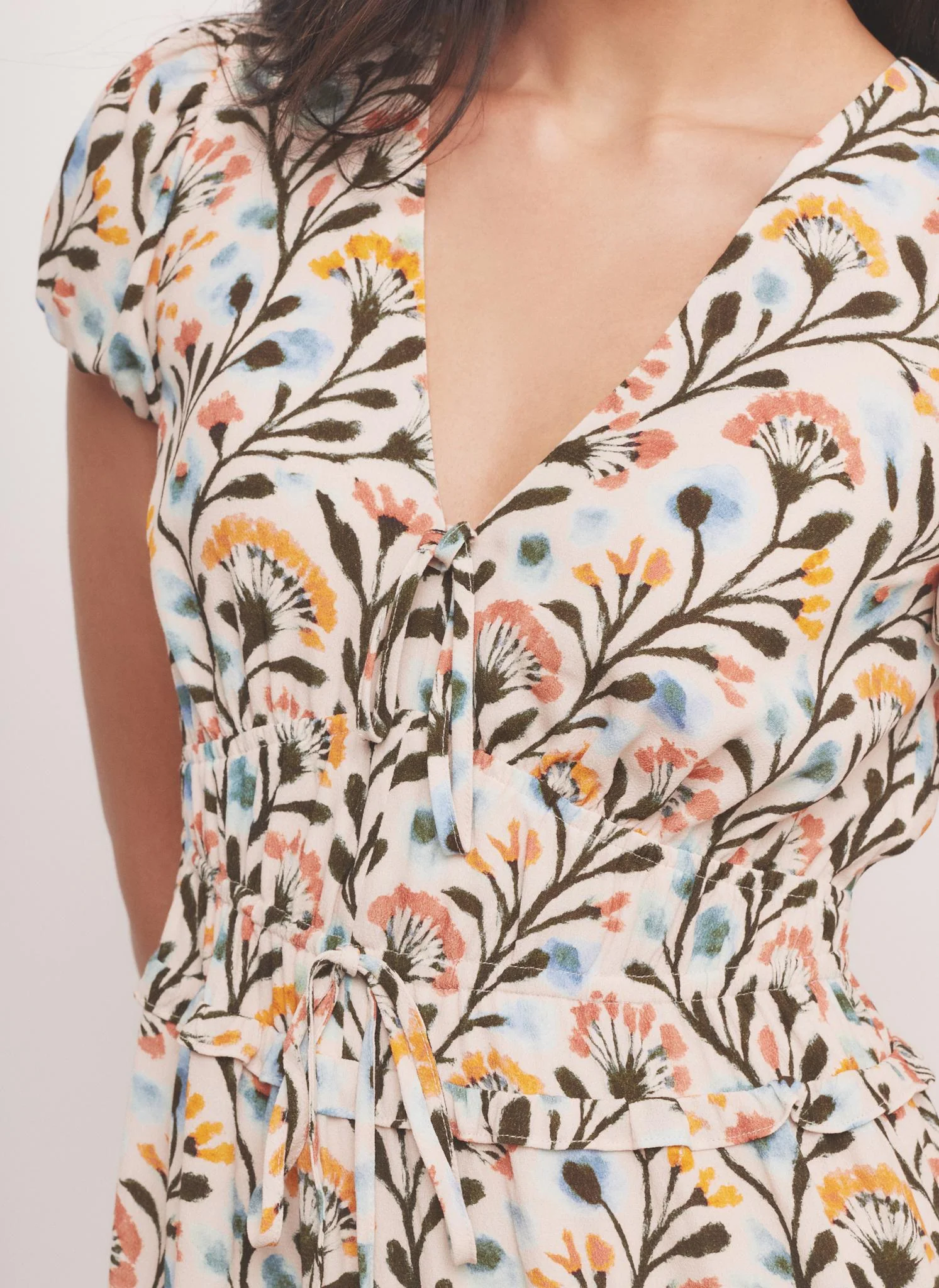 Orange Floral Print Midi Dress - Image 5
