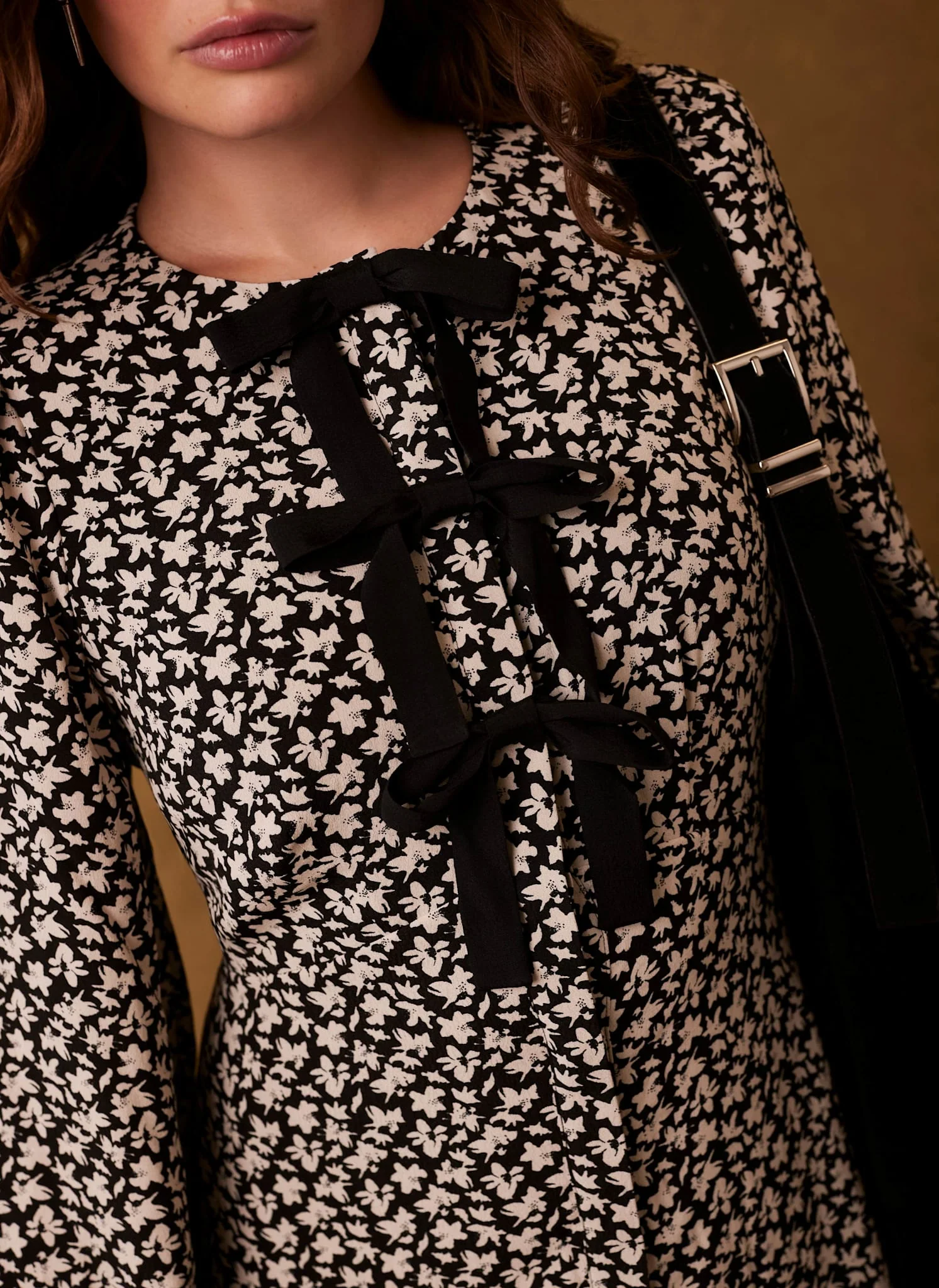 Black Floral Print Midi Dress - Image 4