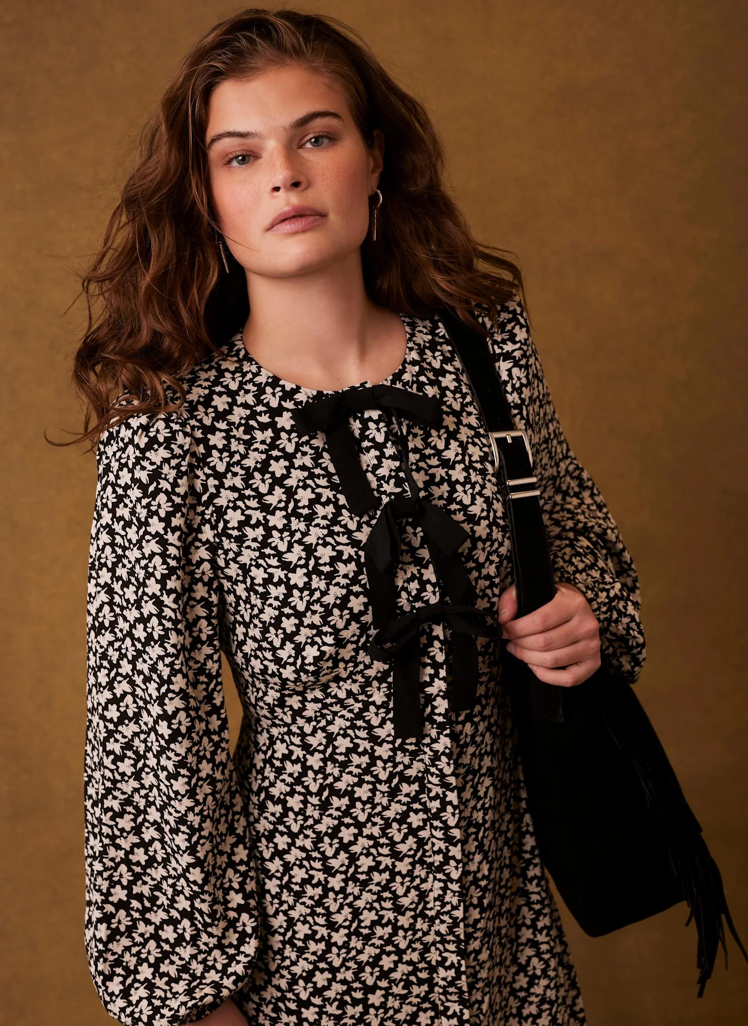 Black Floral Print Midi Dress - Image 6
