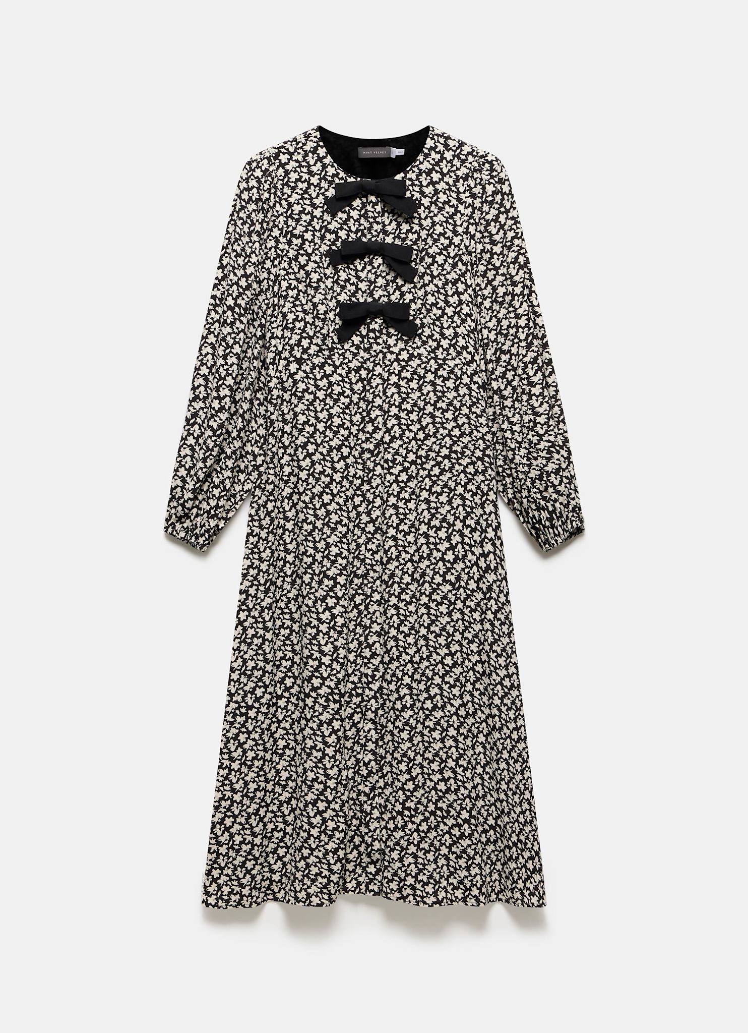 Black Floral Print Midi Dress - Image 7