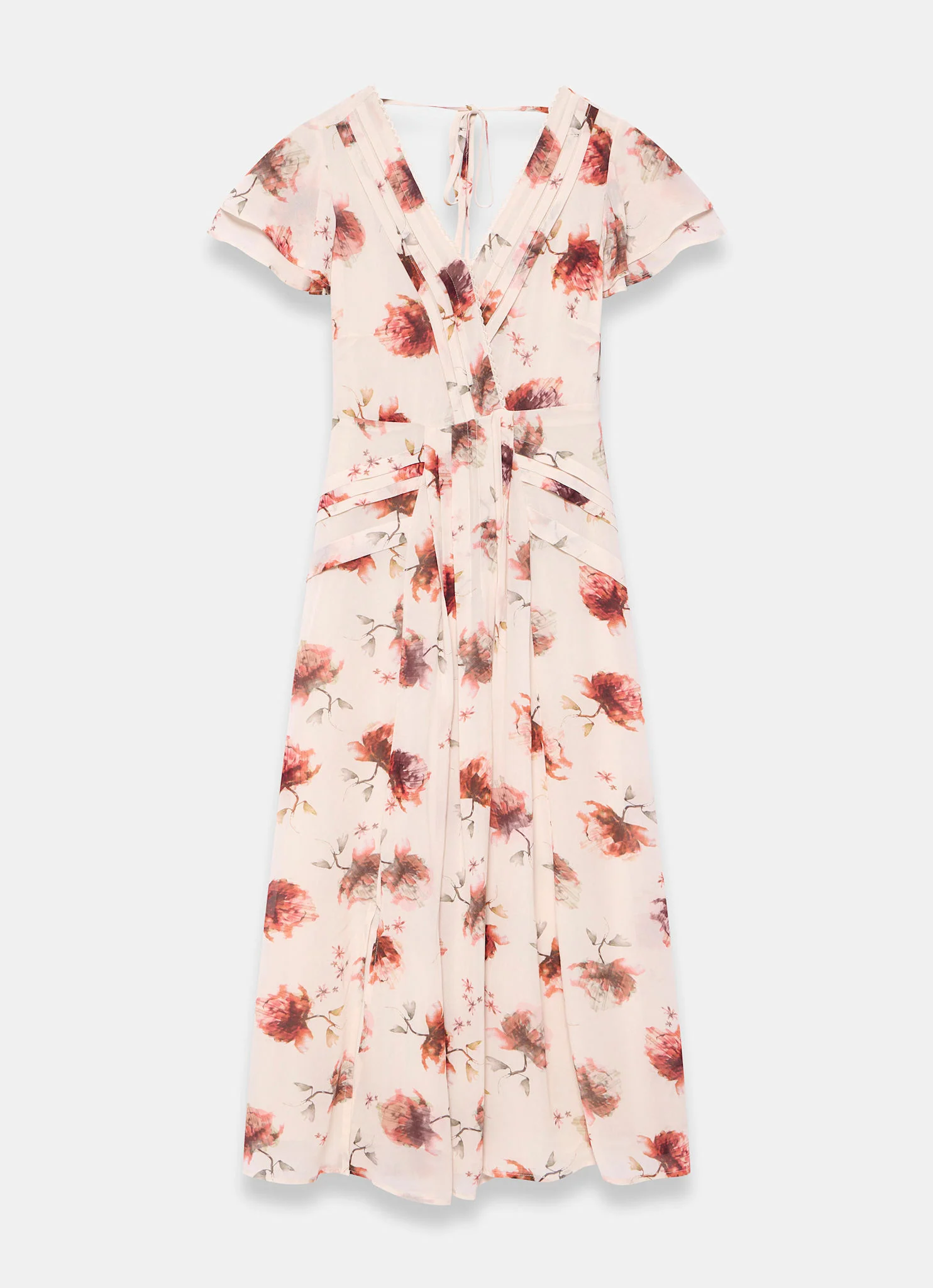 Cream Floral Print Midi Dress - Image 6