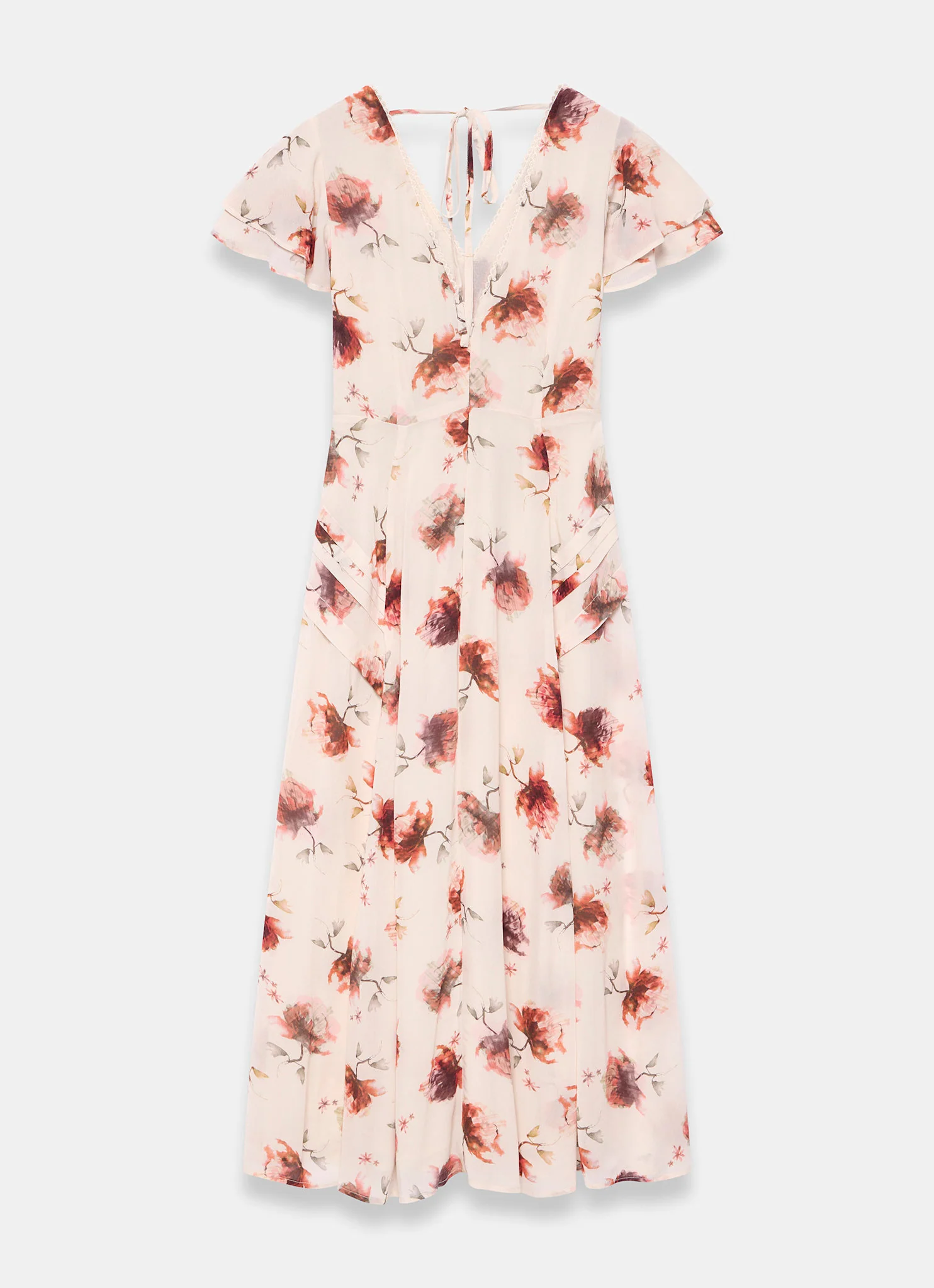 Cream Floral Print Midi Dress - Image 7