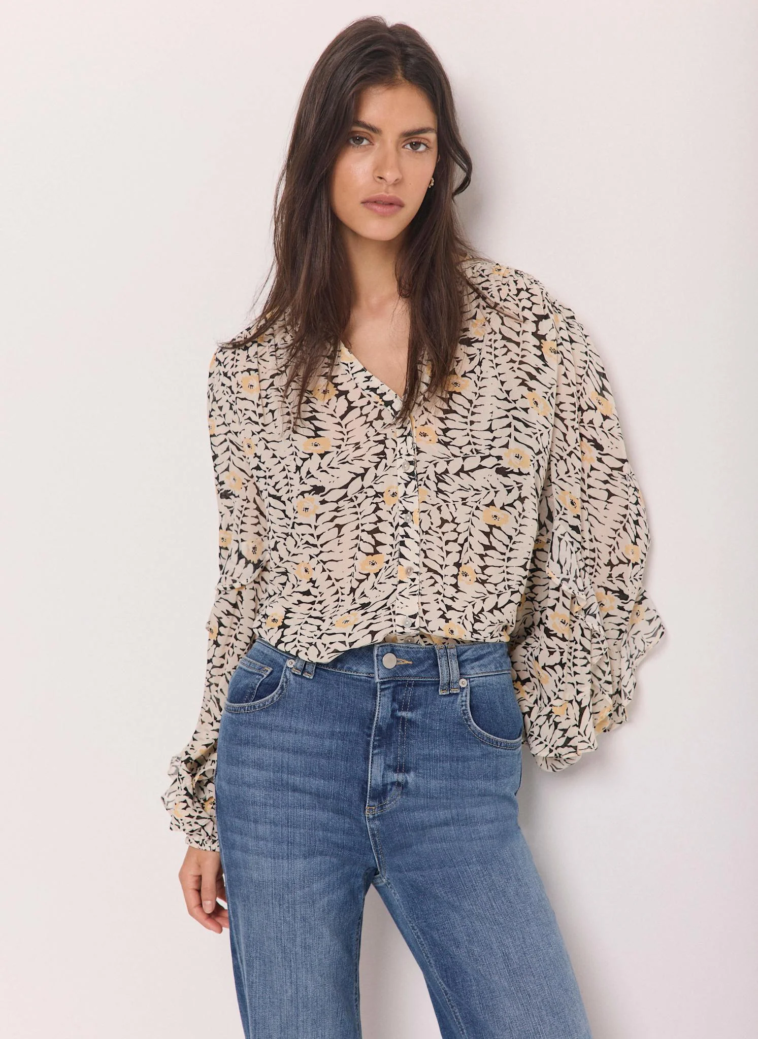 Floral Print Ruffle Blouse - Image 5