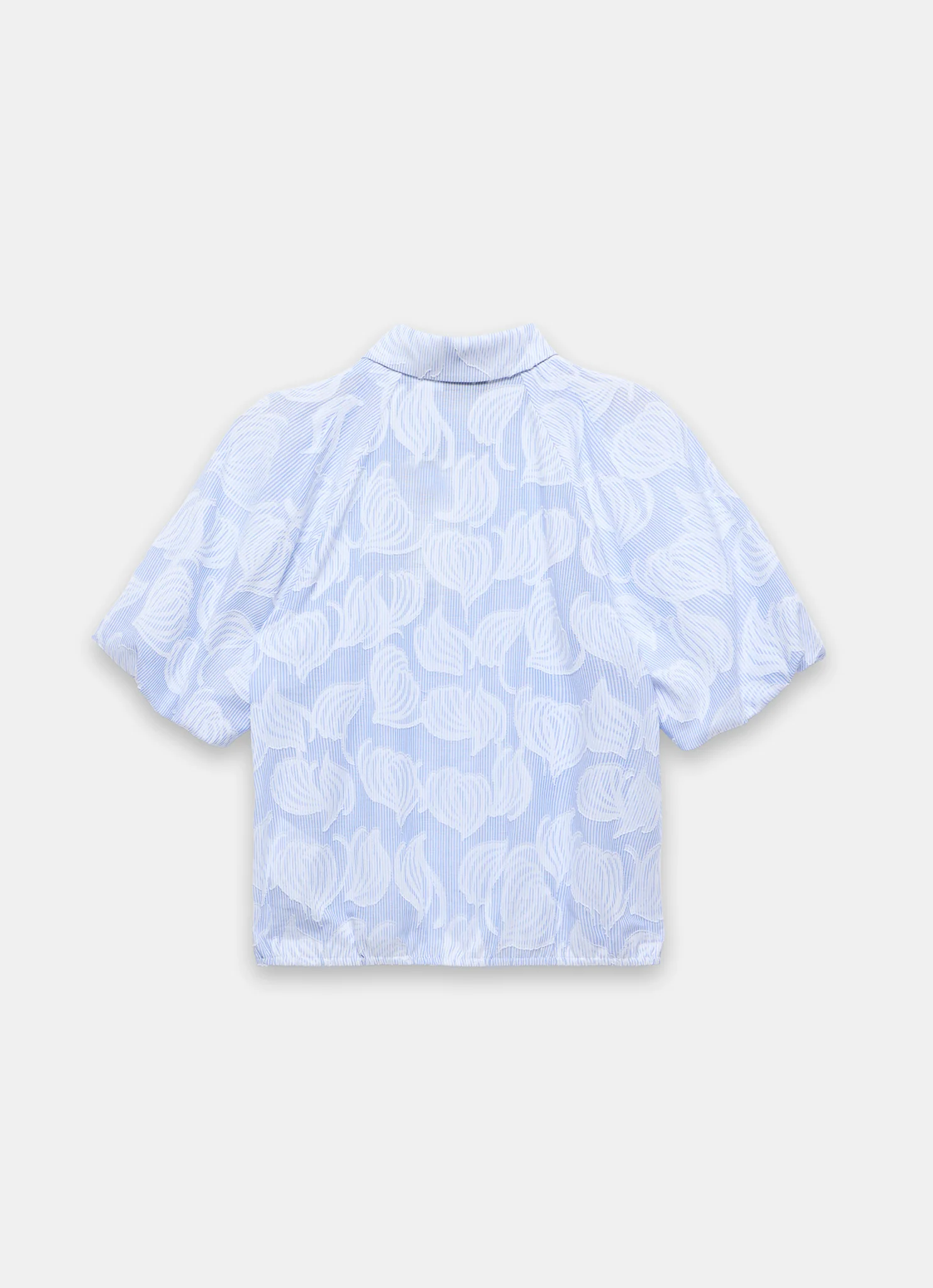 Blue Cotton Jacquard Striped Shirt - Image 8