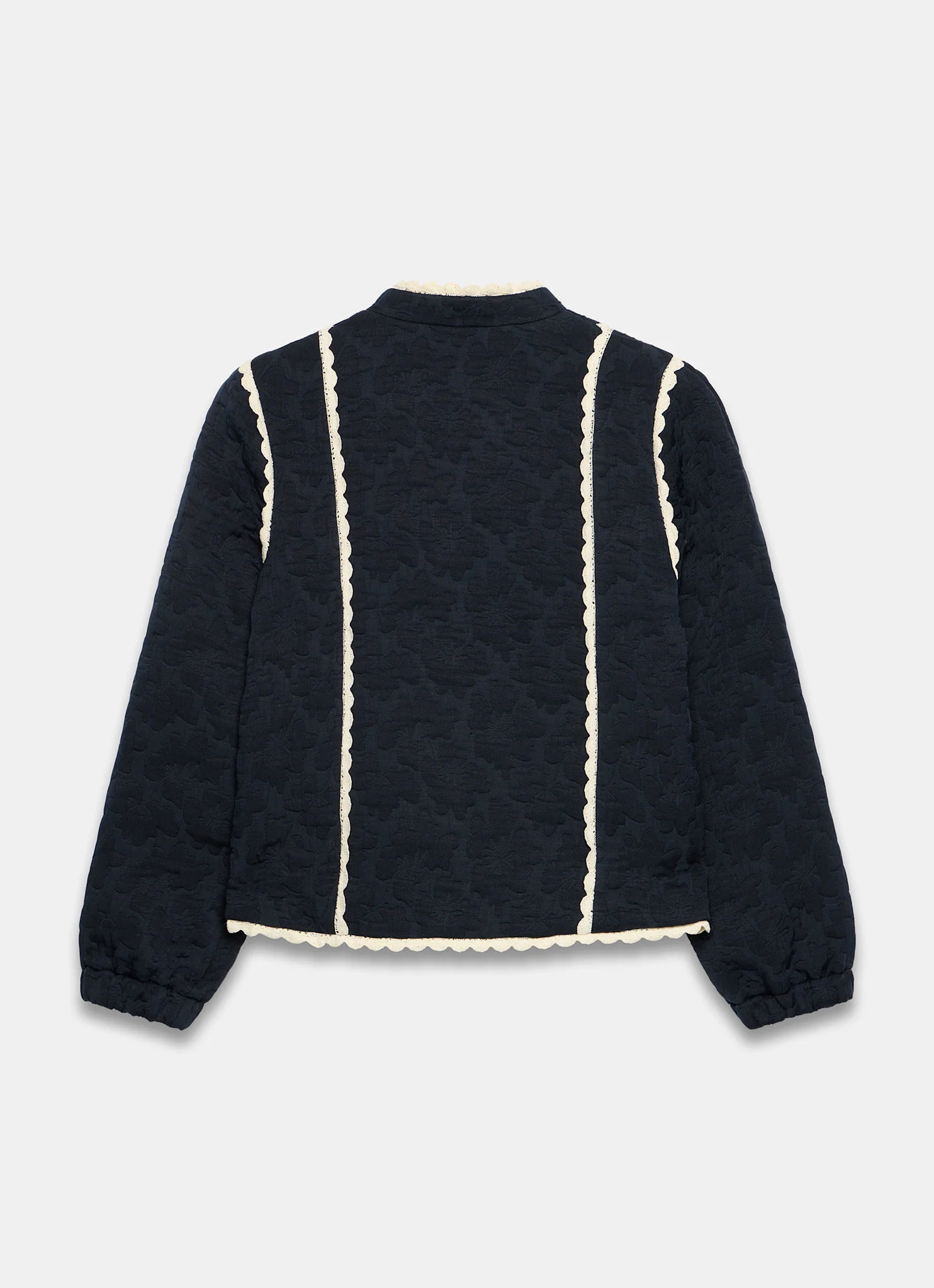 Navy Floral Jacquard Quilted Jacket - Image 8