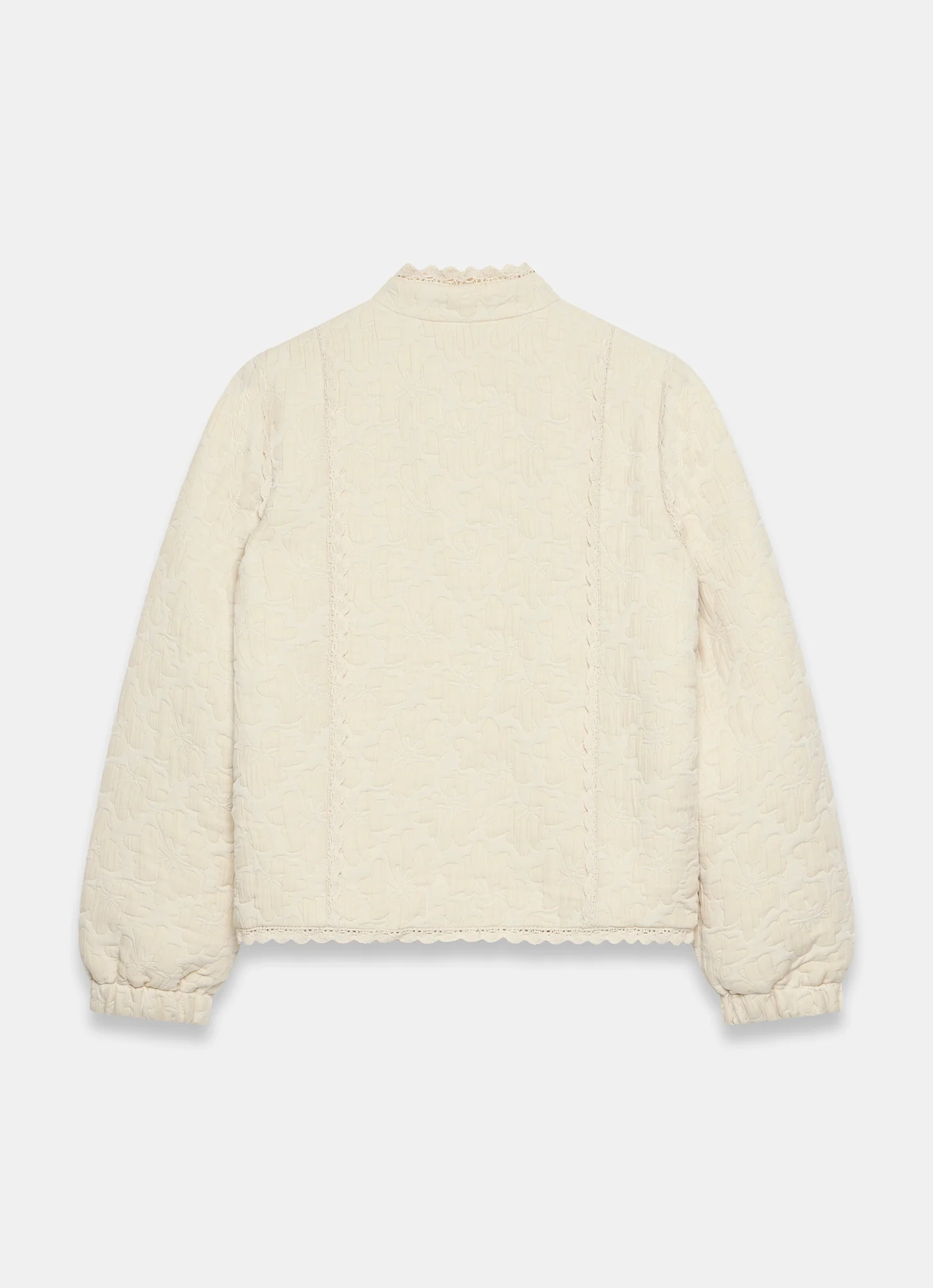 Cream Floral Jacquard Quilted Jacket - Image 8