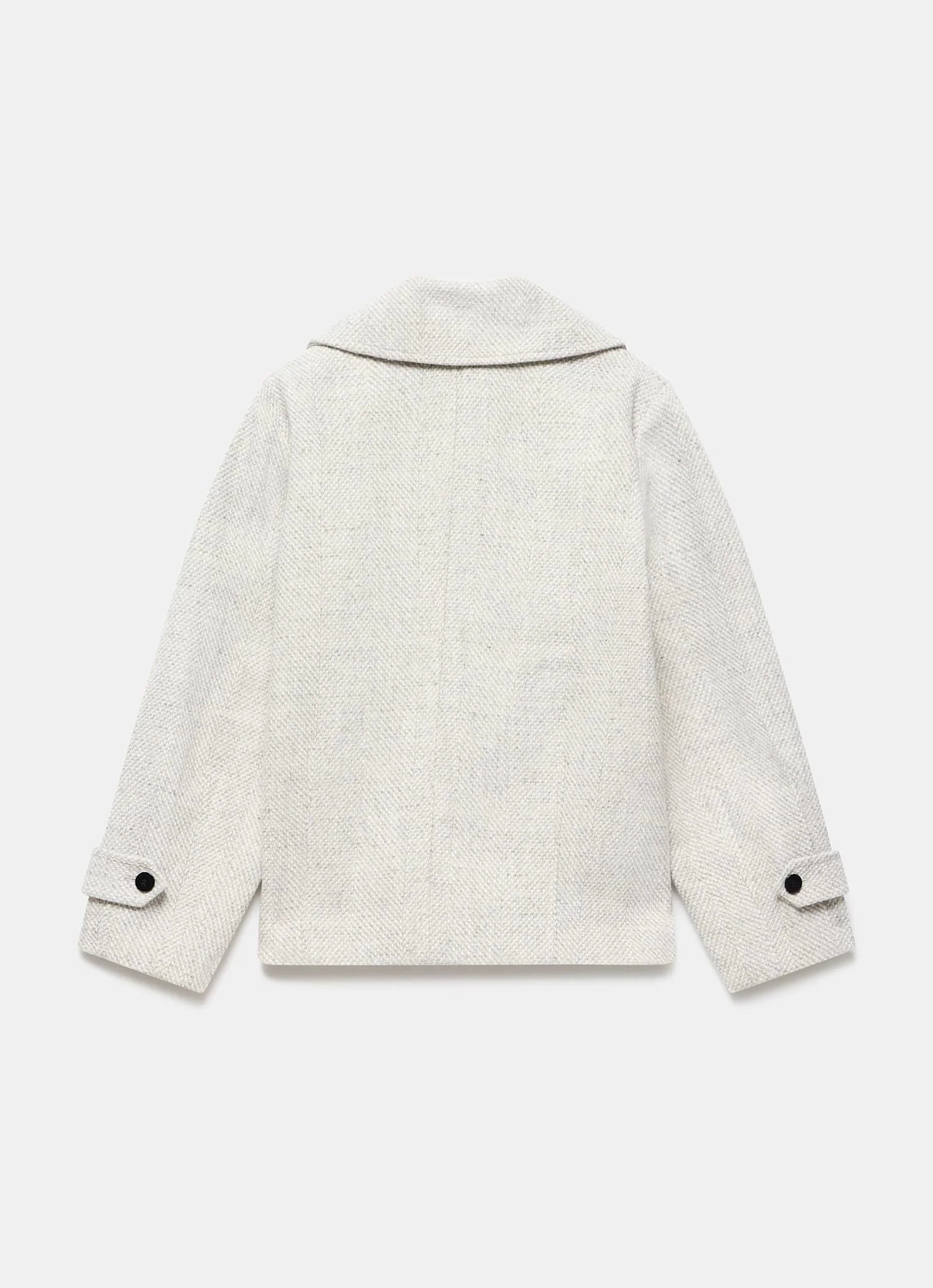 Grey Double Breasted Textured Coat - Image 7