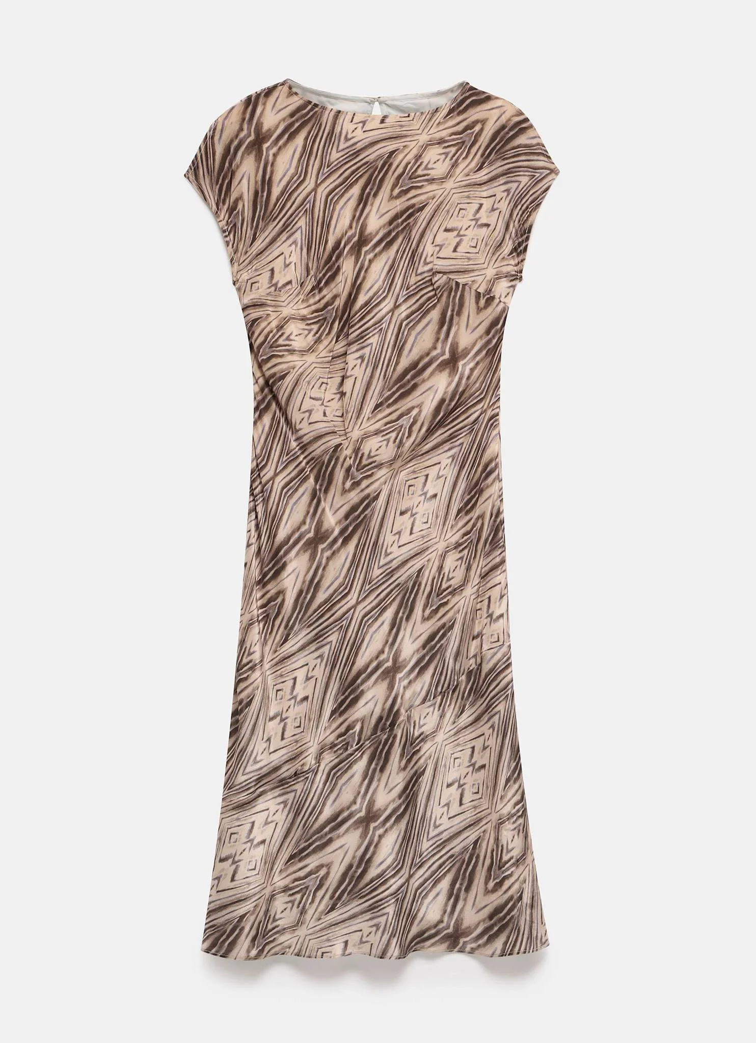 Brown Geometric Print Midi Dress - Image 7