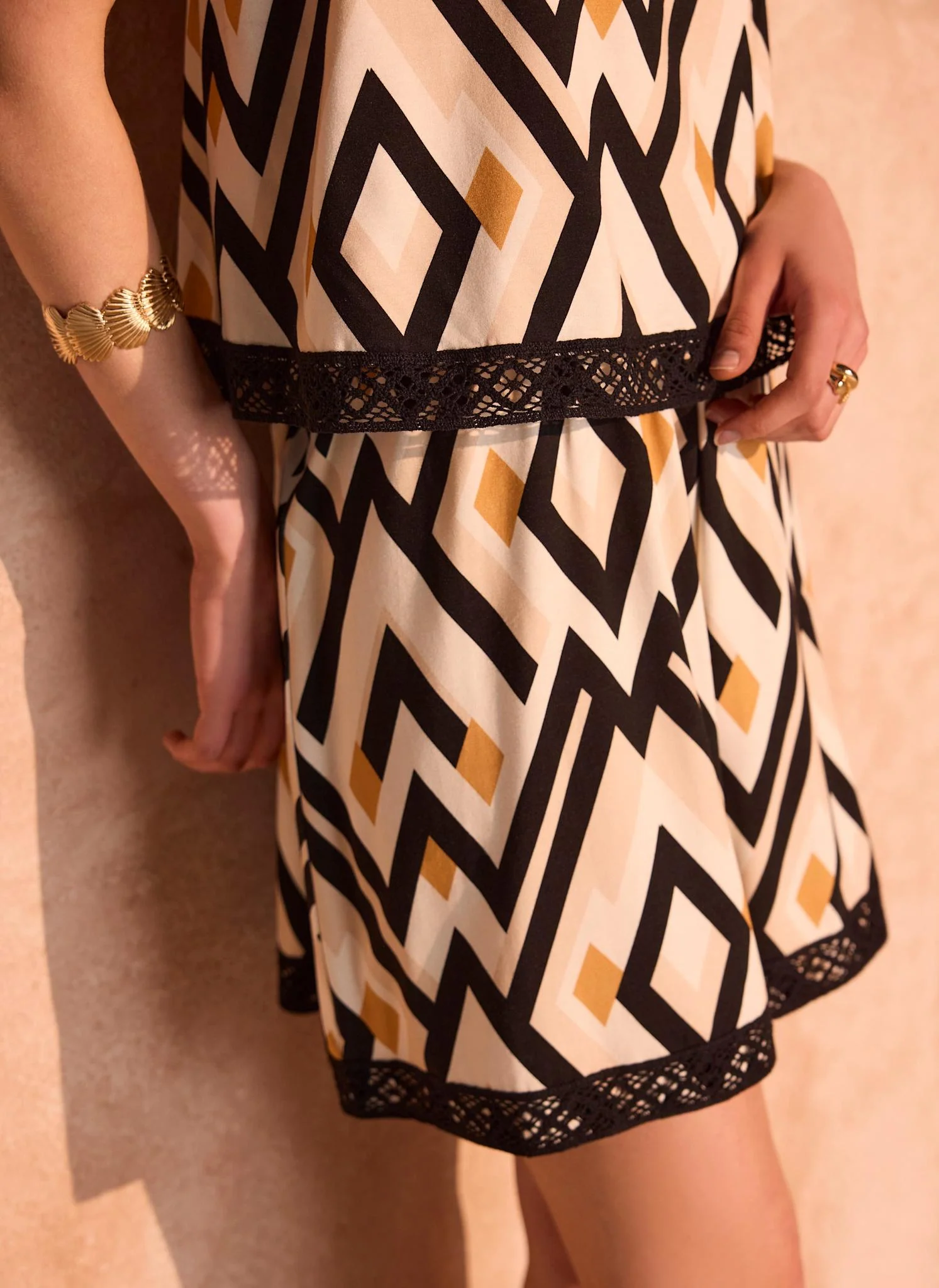 Black Geo Print Playsuit - Image 3
