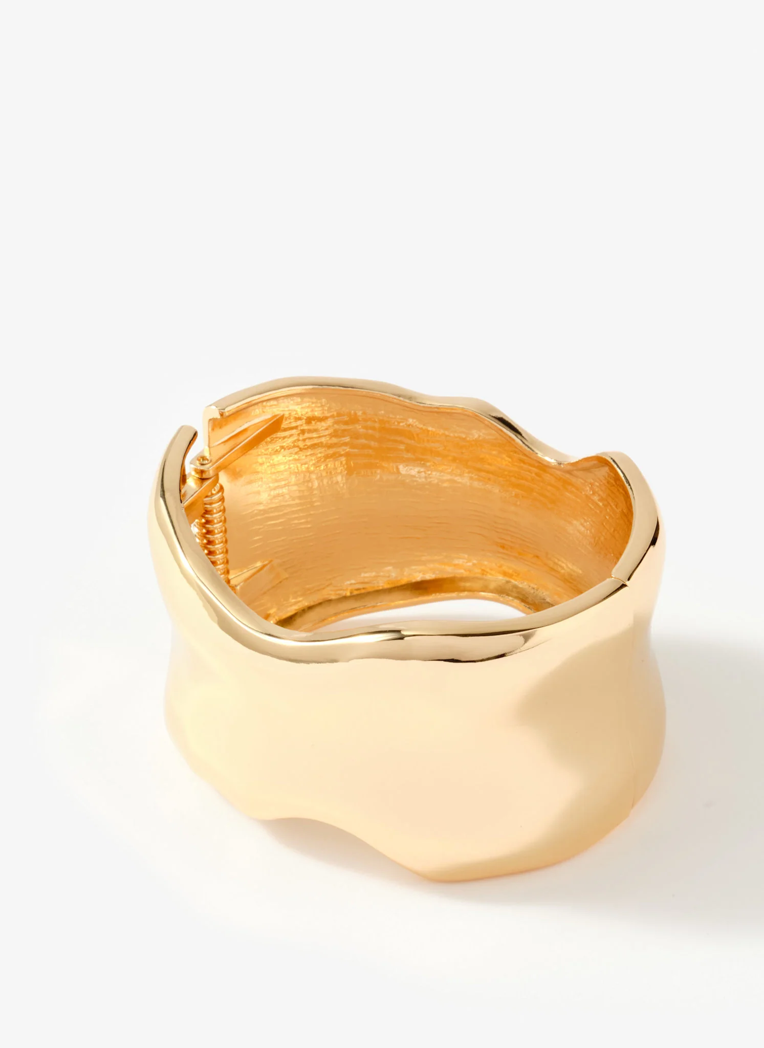 Gold Tone Clean Wave Bangle - Image 3