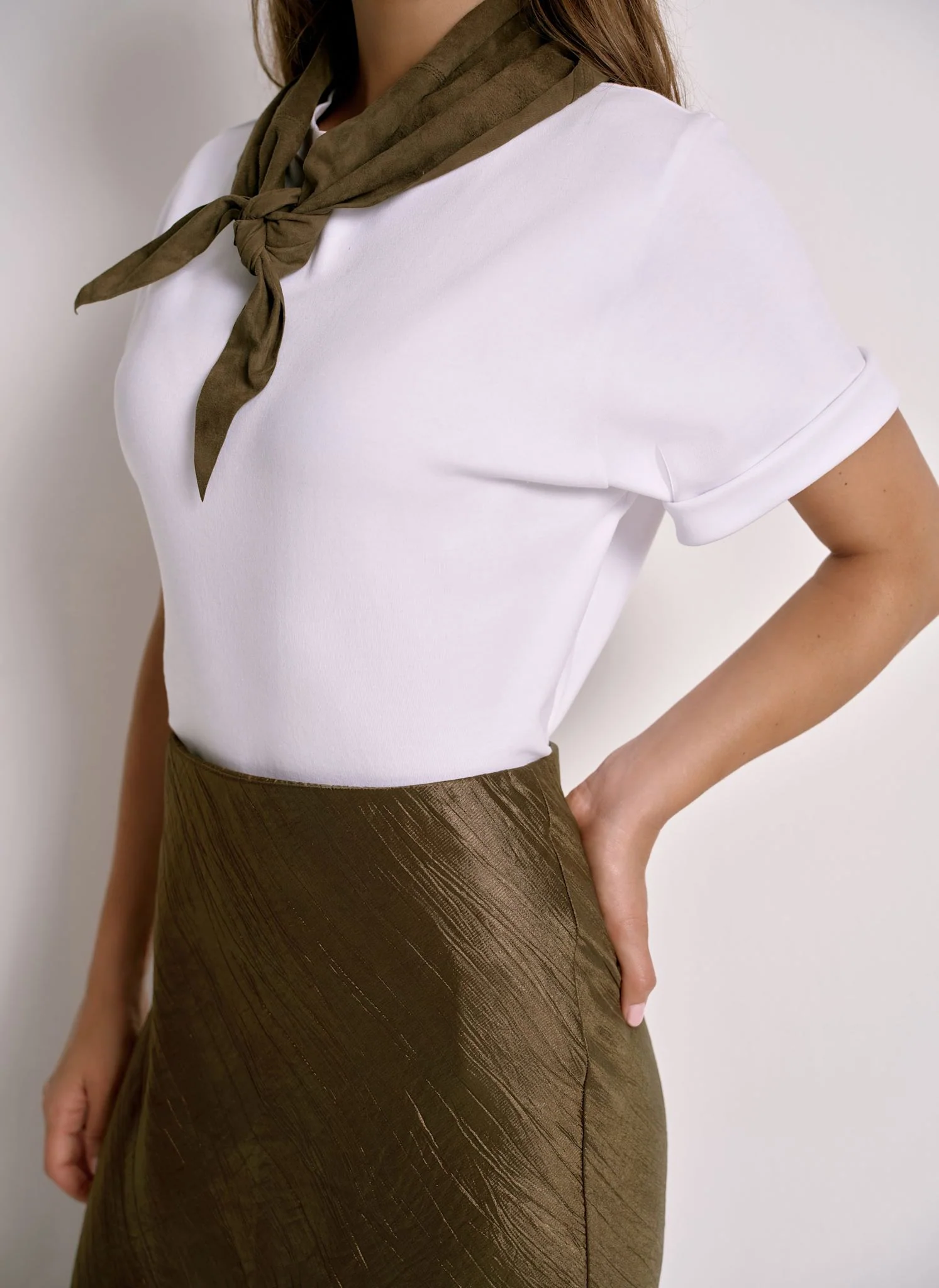Gold Crinkle Midi Slip Skirt - Image 5