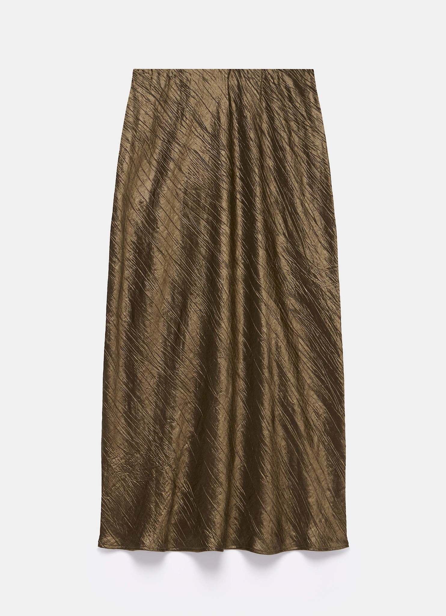 Gold Crinkle Midi Slip Skirt - Image 8