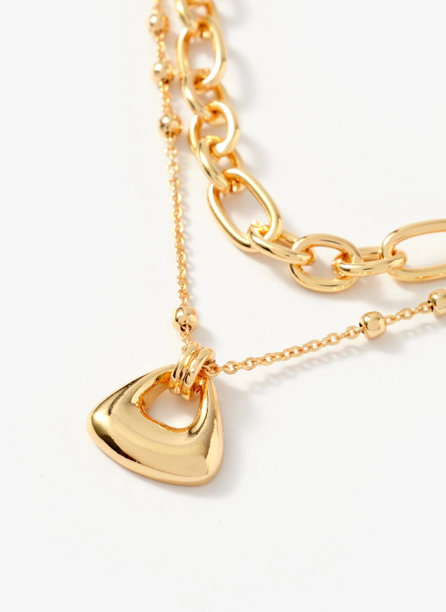 Gold Tone Double Layered Chain Necklace - Image 3