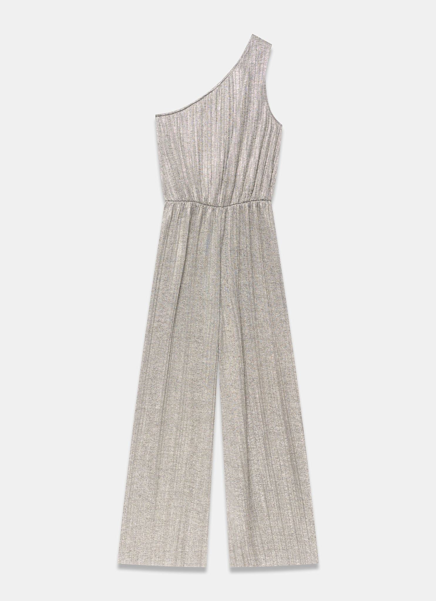 Metallic Plisse One Shoulder Jumpsuit - Image 6