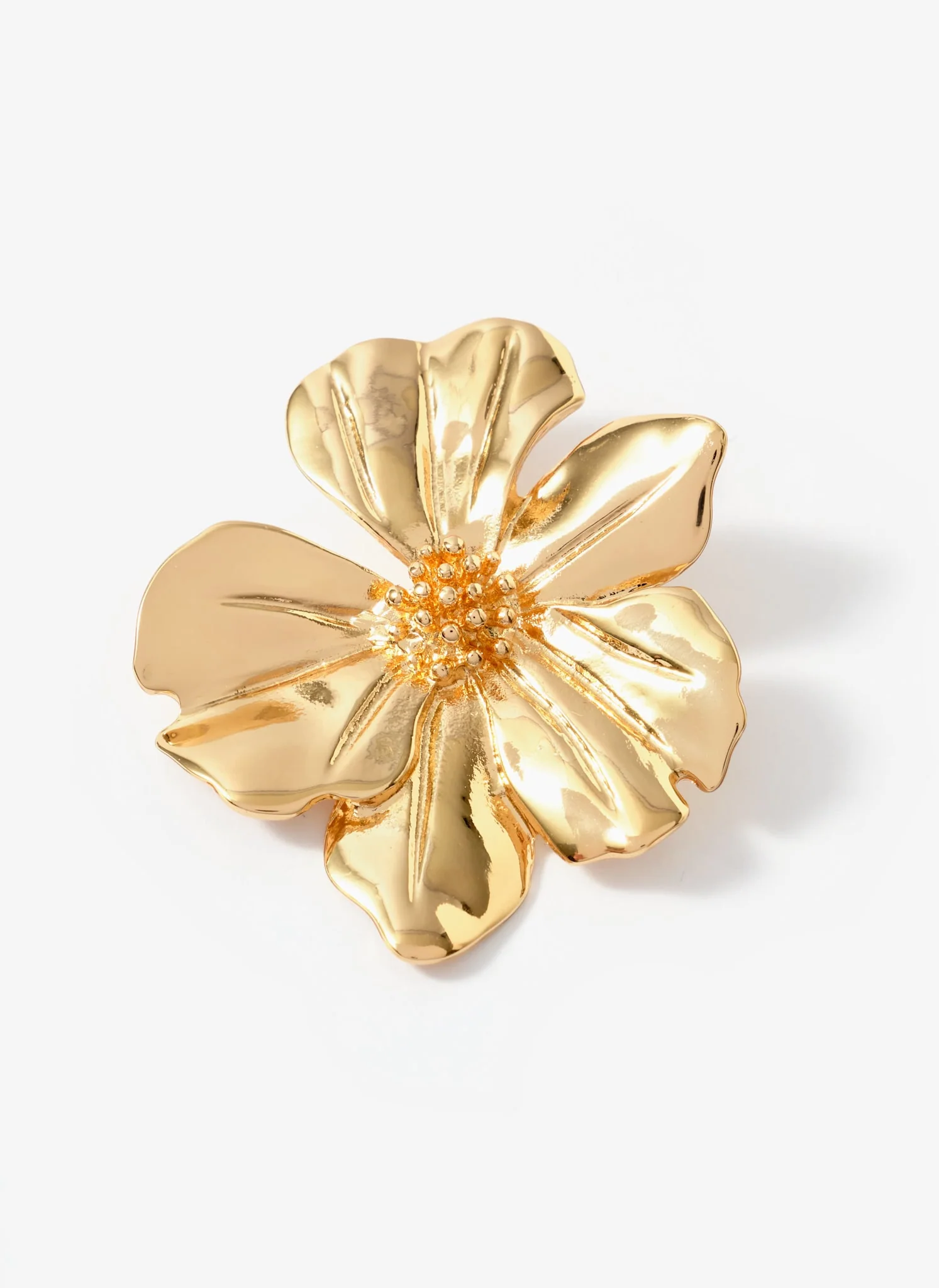 Gold Tone Statement Flower Earrings - Image 3