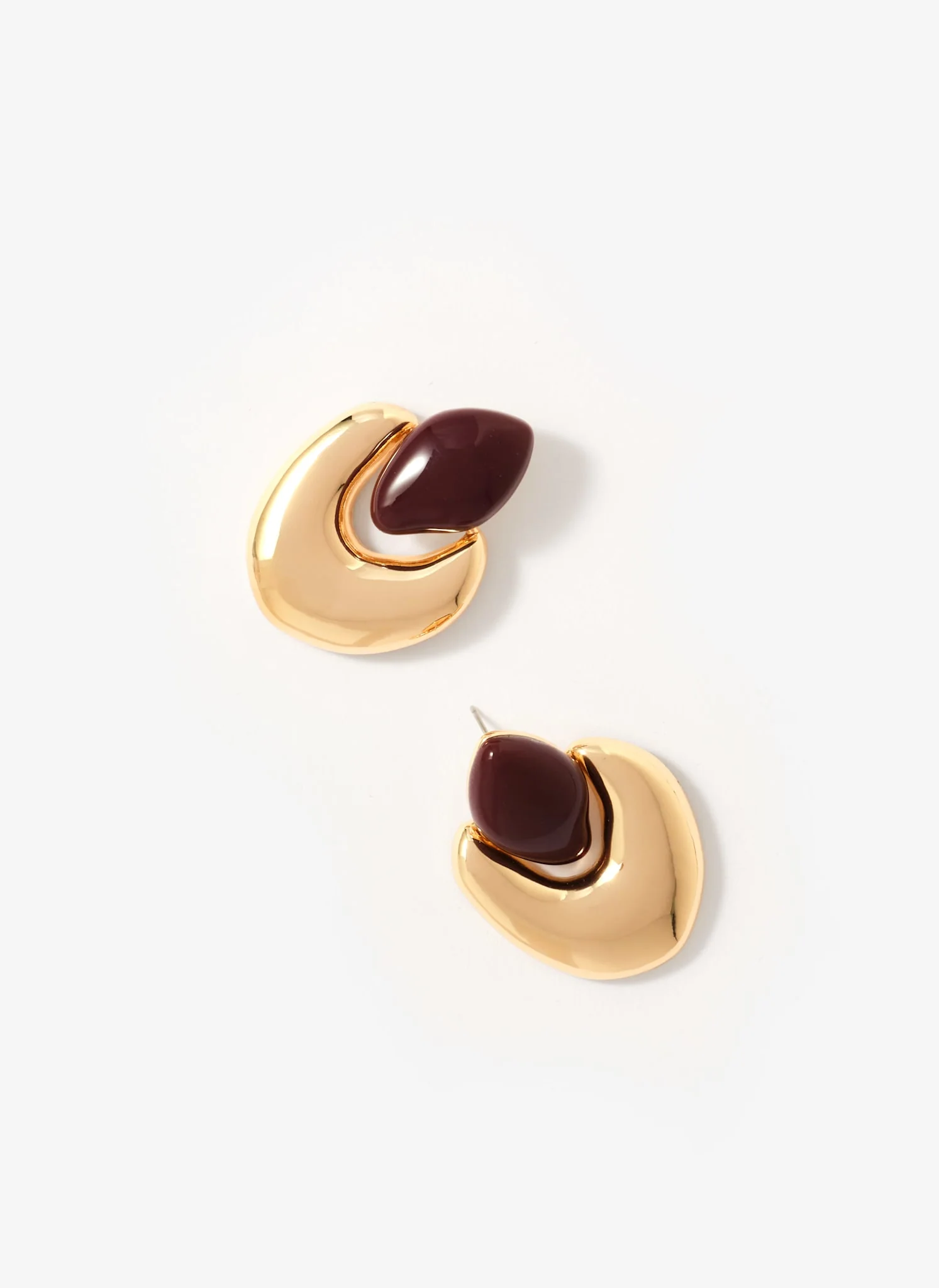 Gold Tone Stone Detail Earrings - Image 2