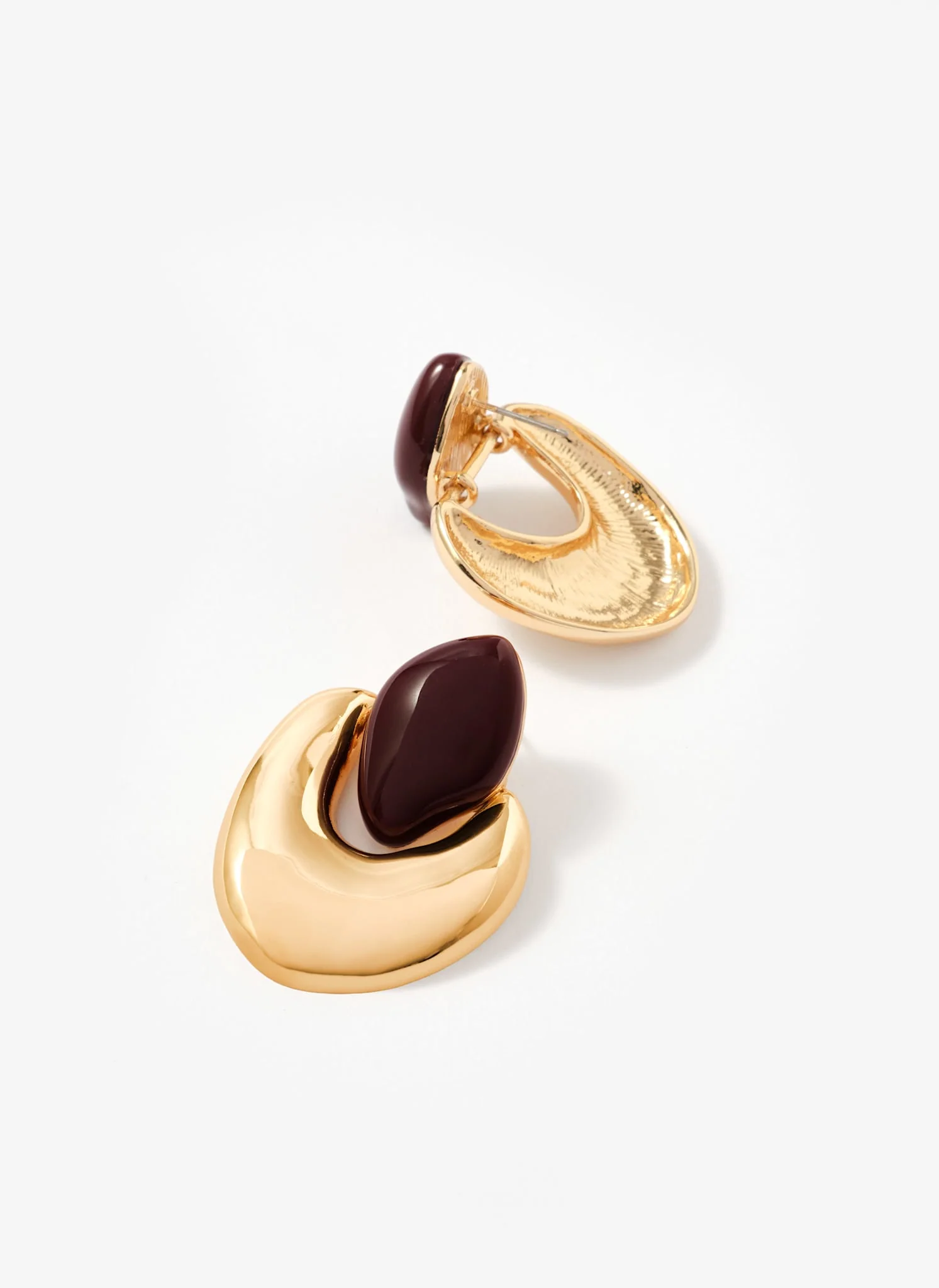 Gold Tone Stone Detail Earrings - Image 3