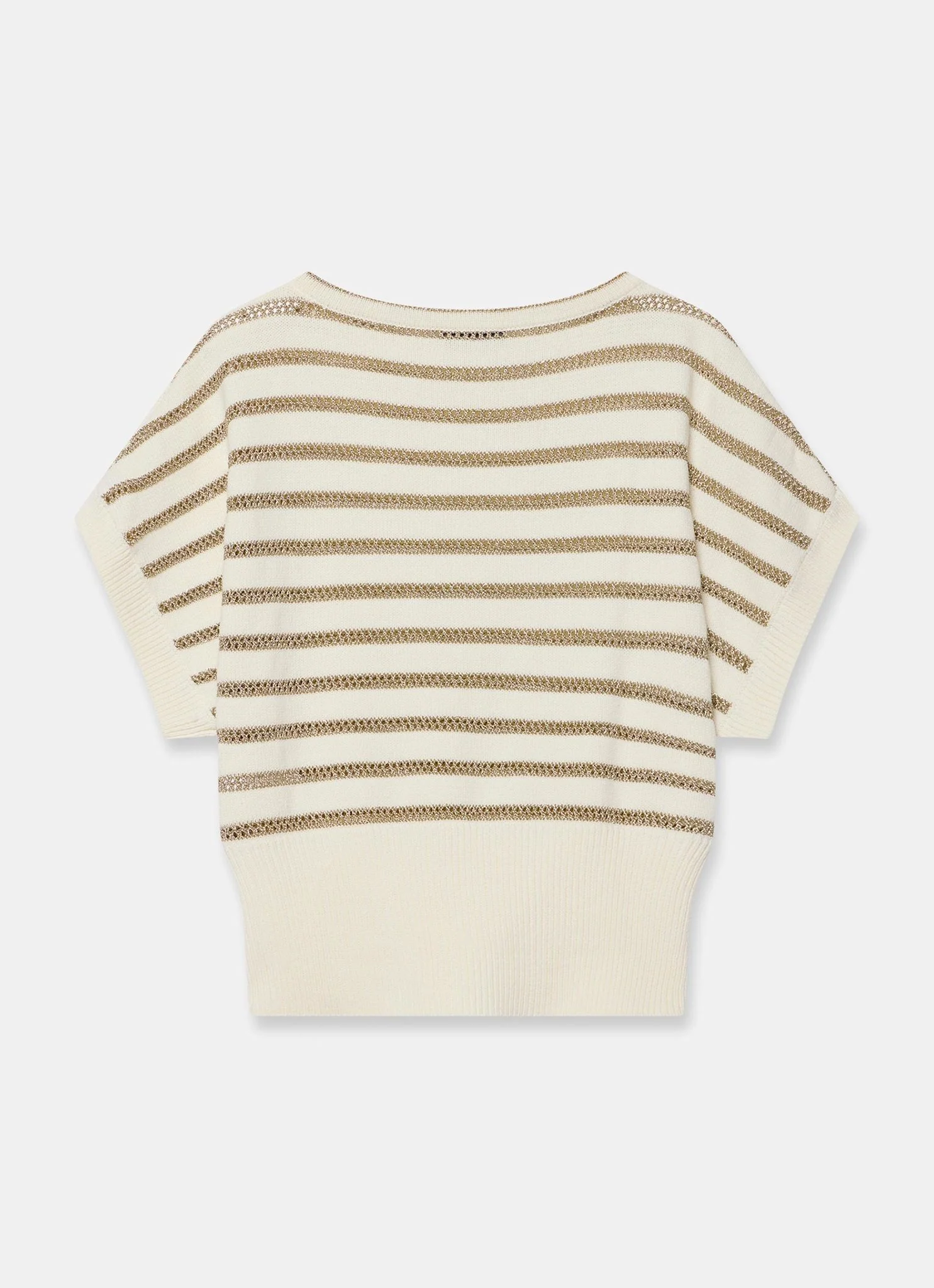Cream Cotton Blend Metallic Stripe Top - Image 8