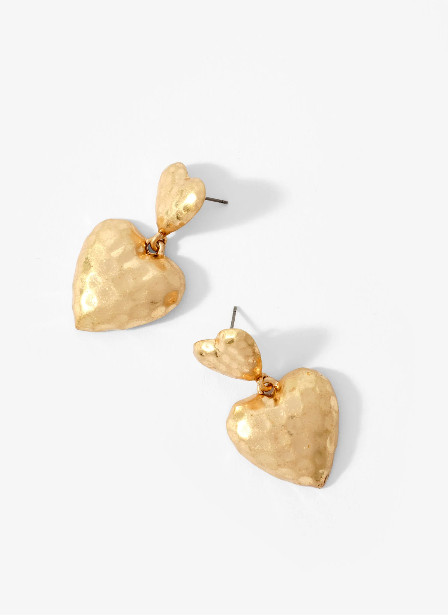 Gold Tone Heart Drop Earrings - Image 3