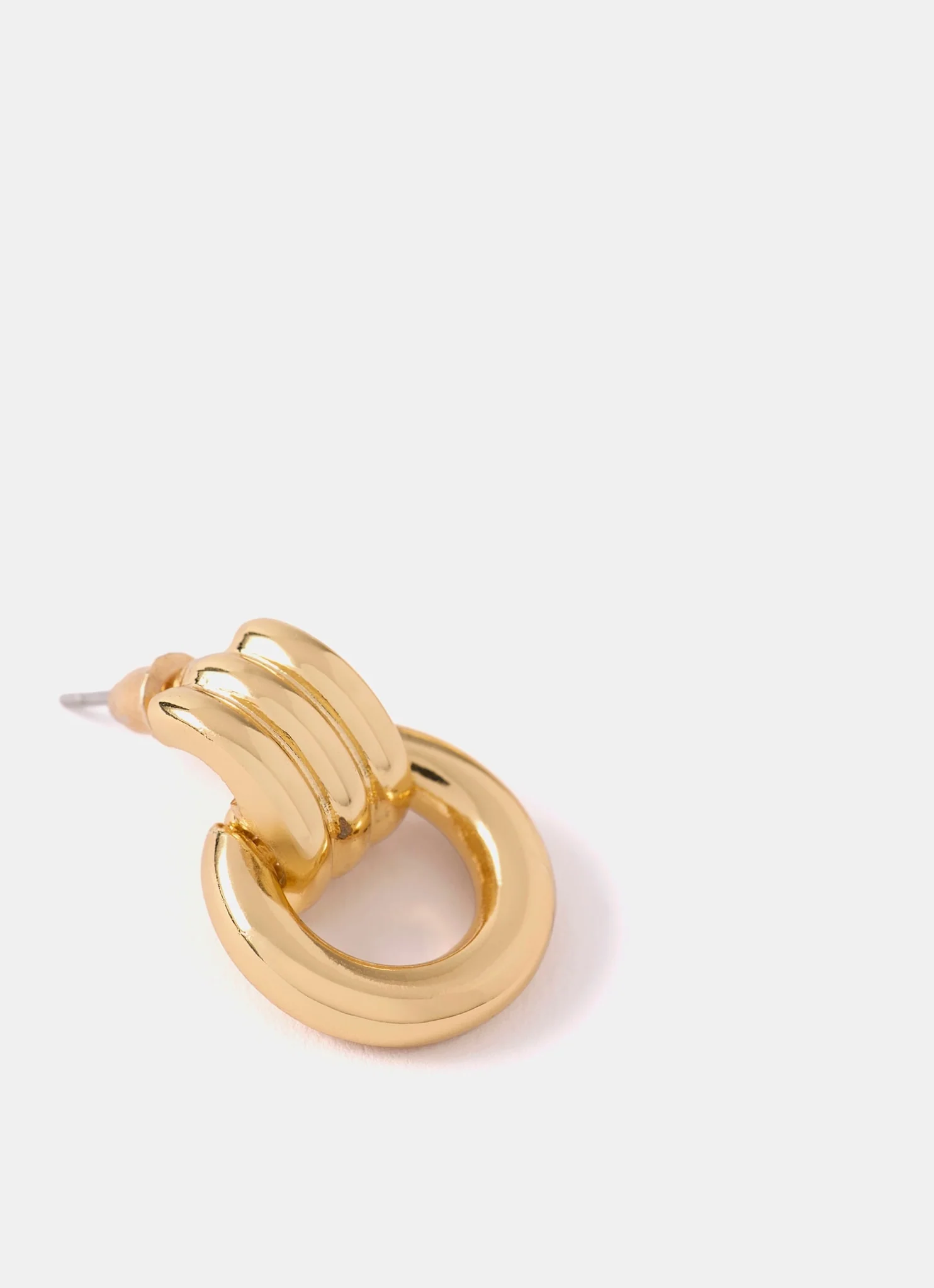 Gold Tone Link Hoop Earrings - Image 4