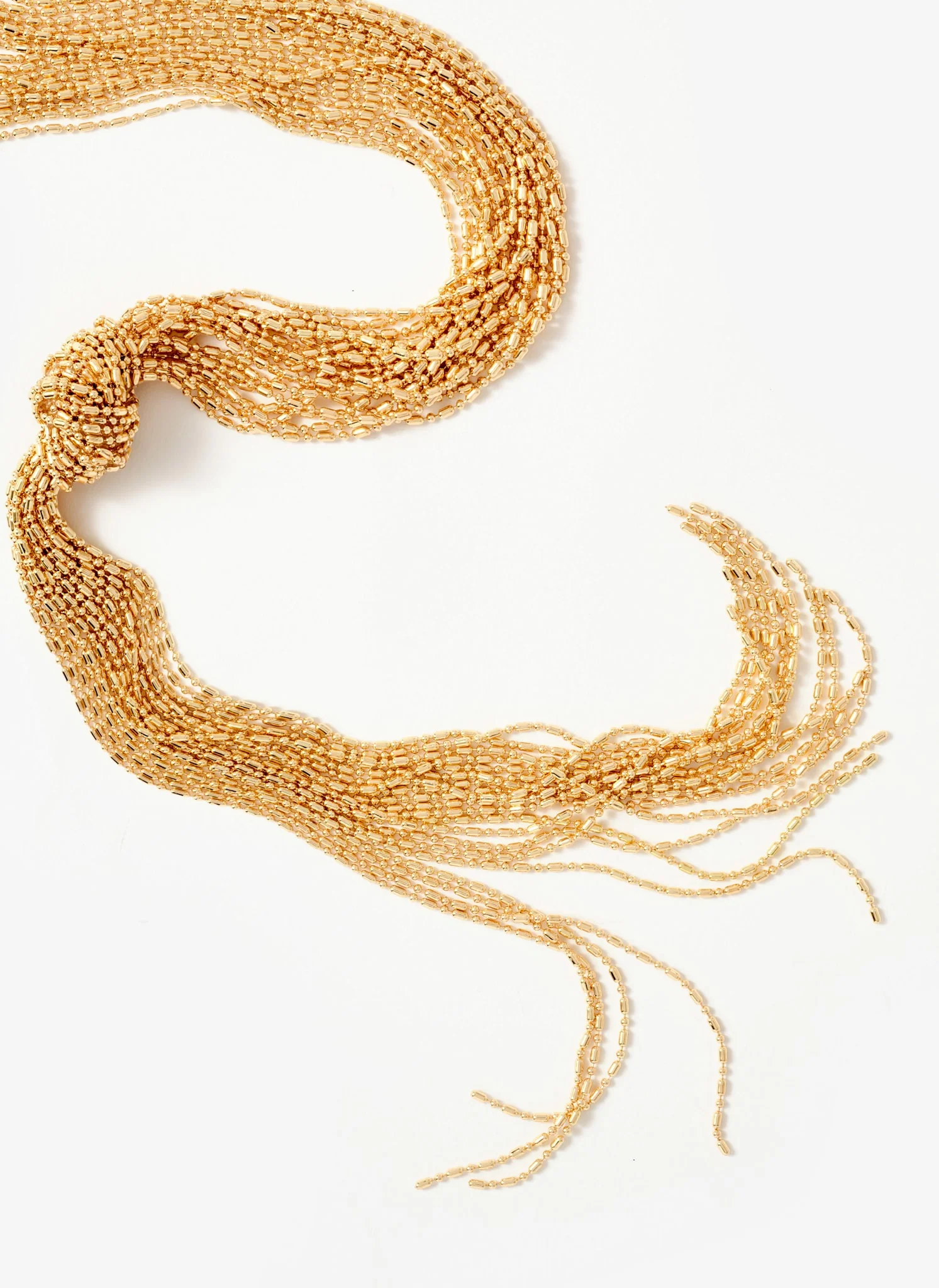 Gold Tone Long Fringe Knotted Pendant - Image 4