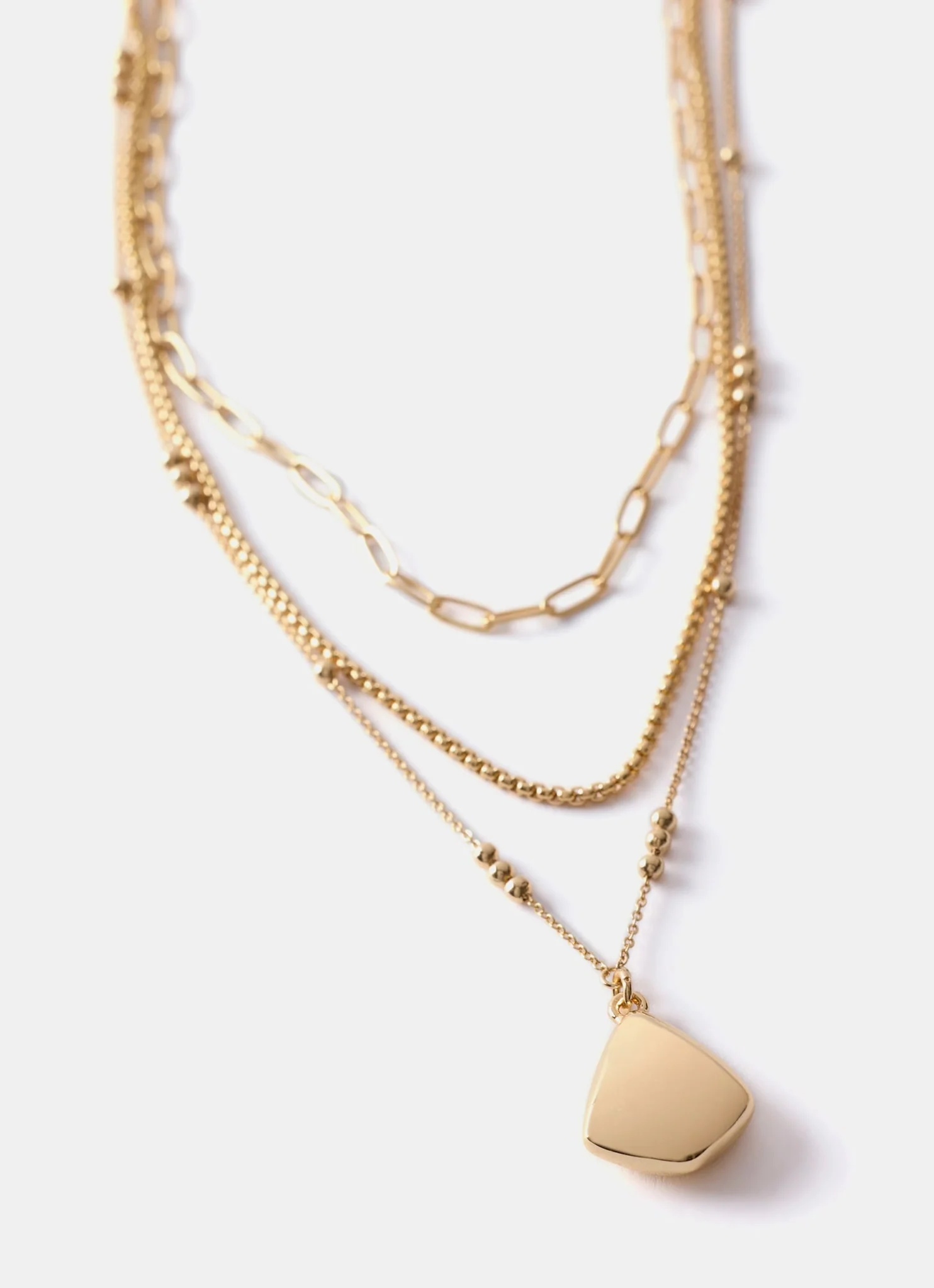 Gold Tone Triple Layered Necklace - Image 4