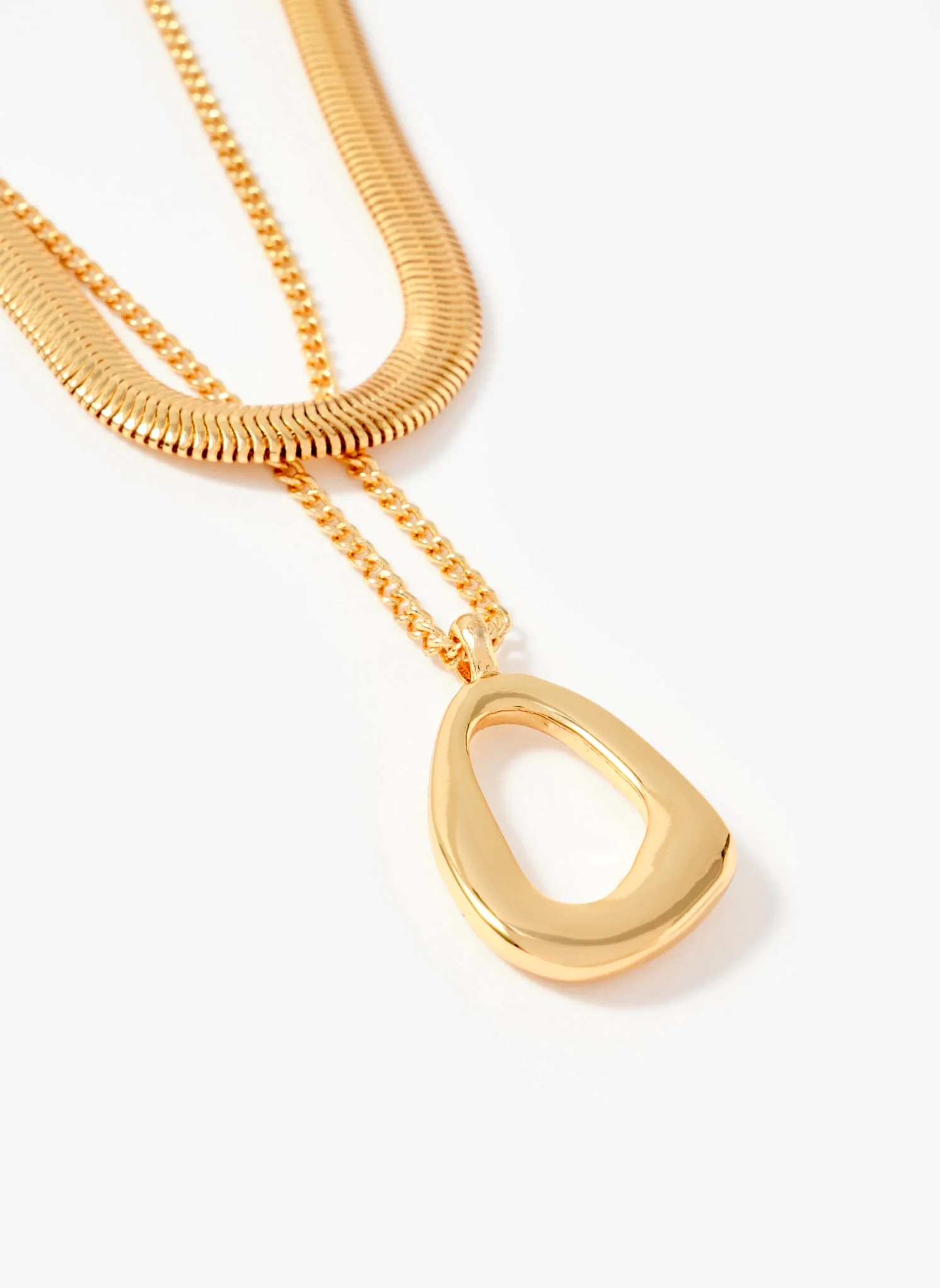 Gold Tone Sculpted Layer Necklace - Image 3